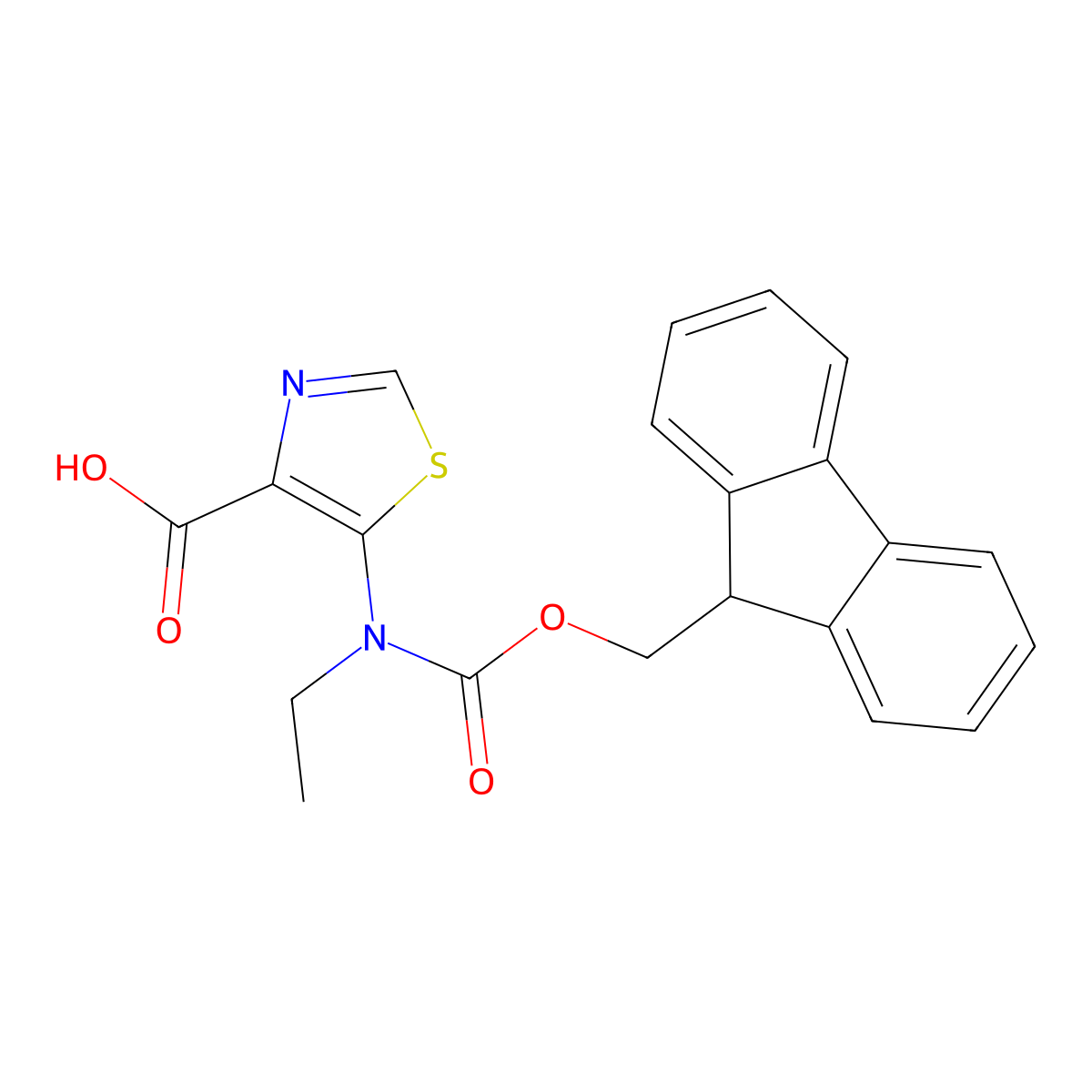 5-[ethyl({[(9H-fluoren-9-yl)methoxy]carbonyl})amino]-1,3-thiazole-4-carboxylic acid molecular structure, CAS 2386522-98-9