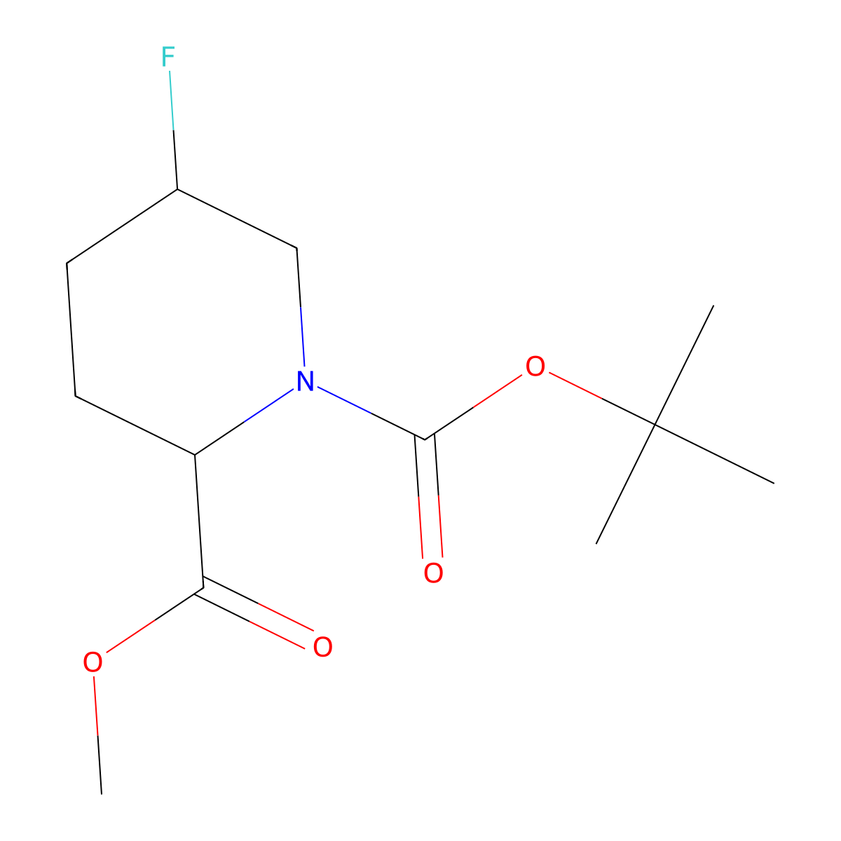 1-Tert-butyl 2-methyl 5-fluoropiperidine-1,2-dicarboxylate molecular structure, CAS 2386535-57-3
