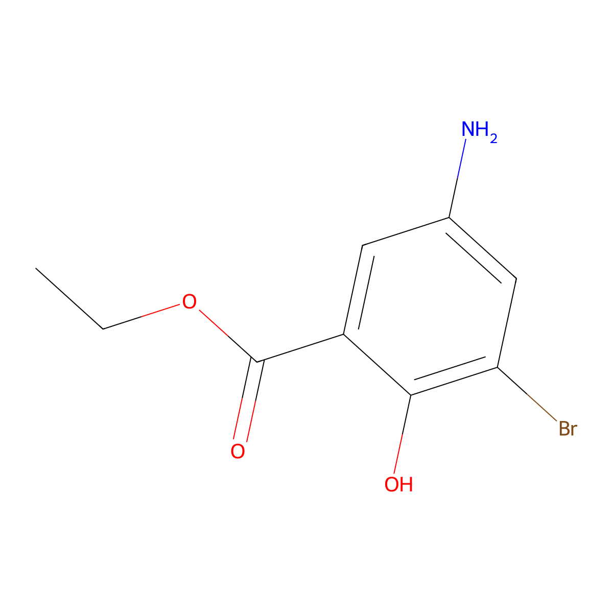 Ethyl 5-amino-3-bromo-2-hydroxybenzoate molecular structure, CAS 2386539-84-8