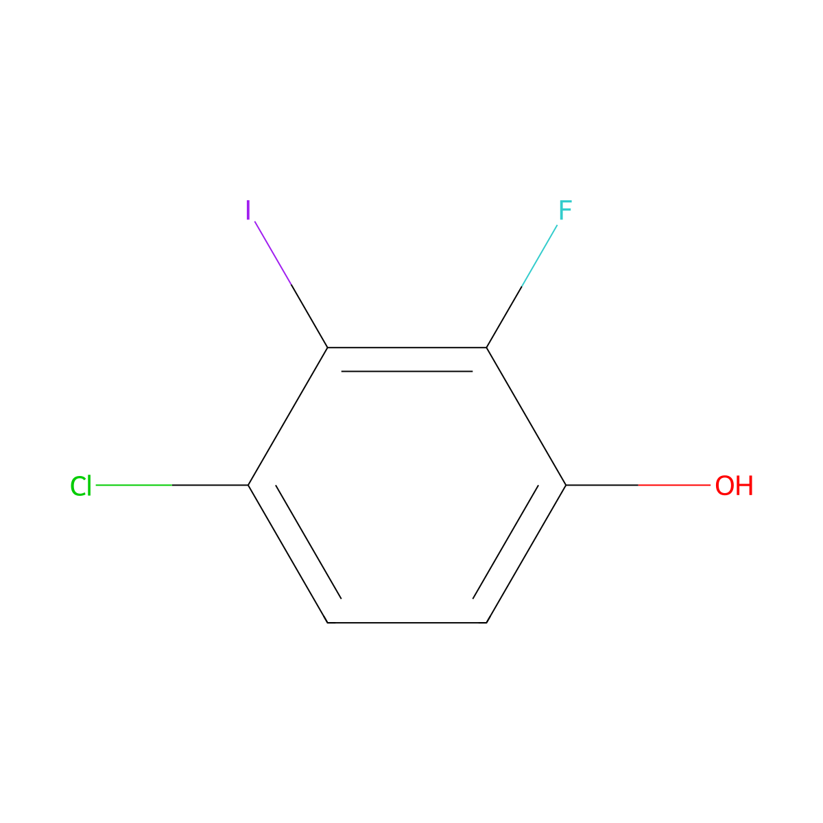 4-Chloro-2-fluoro-3-iodophenol molecular structure, CAS 2386540-76-5