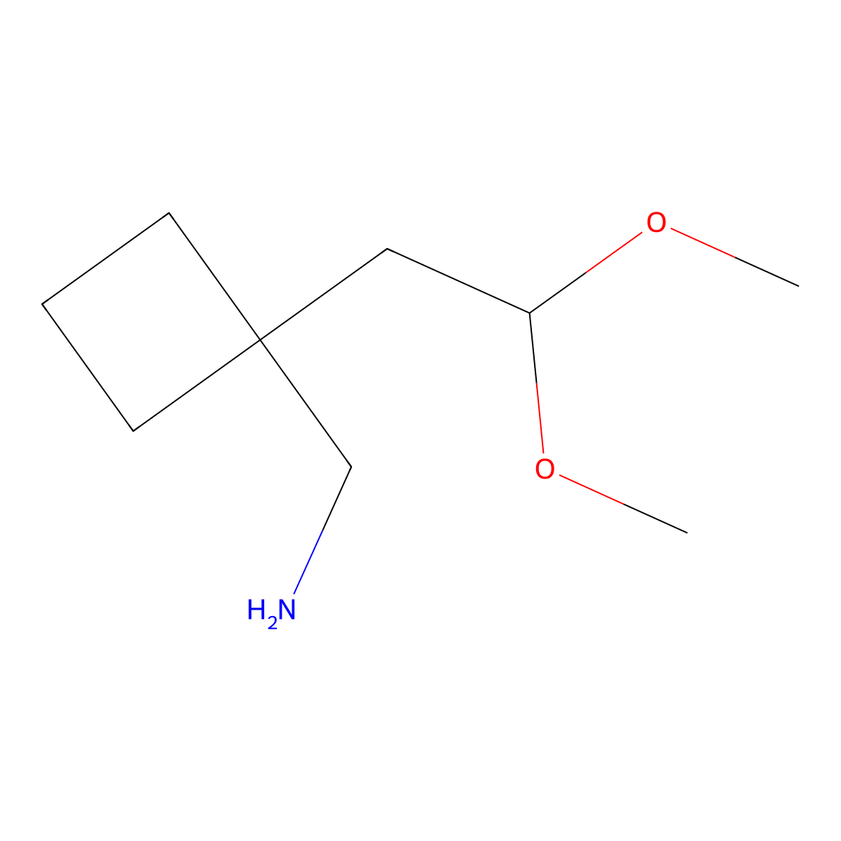 1-[1-(2,2-Dimethoxyethyl)cyclobutyl]methanamine molecular structure, CAS 2386544-47-2