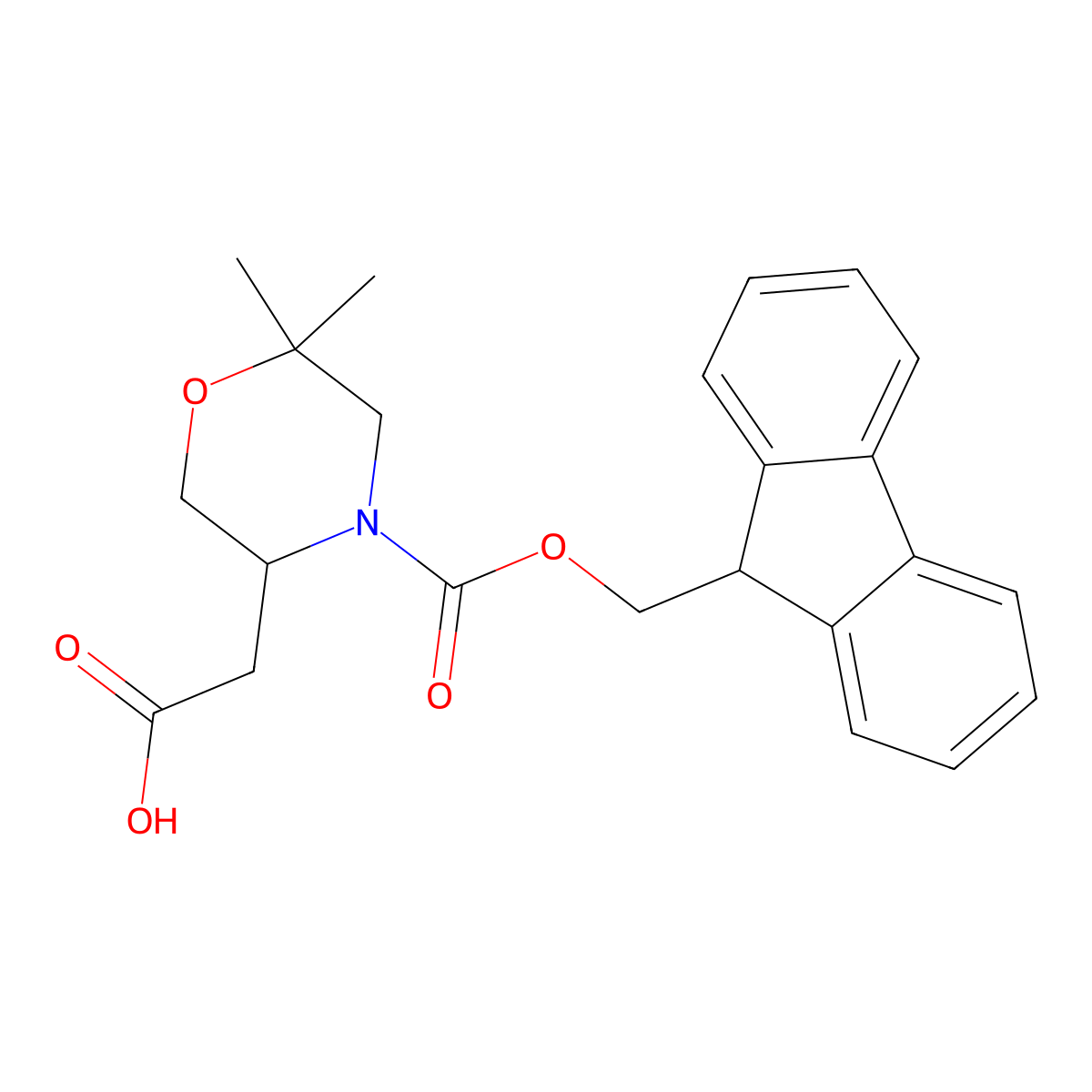 2-(4-{[(9H-fluoren-9-yl)methoxy]carbonyl}-6,6-dimethylmorpholin-3-yl)acetic acid molecular structure, CAS 2386545-08-8