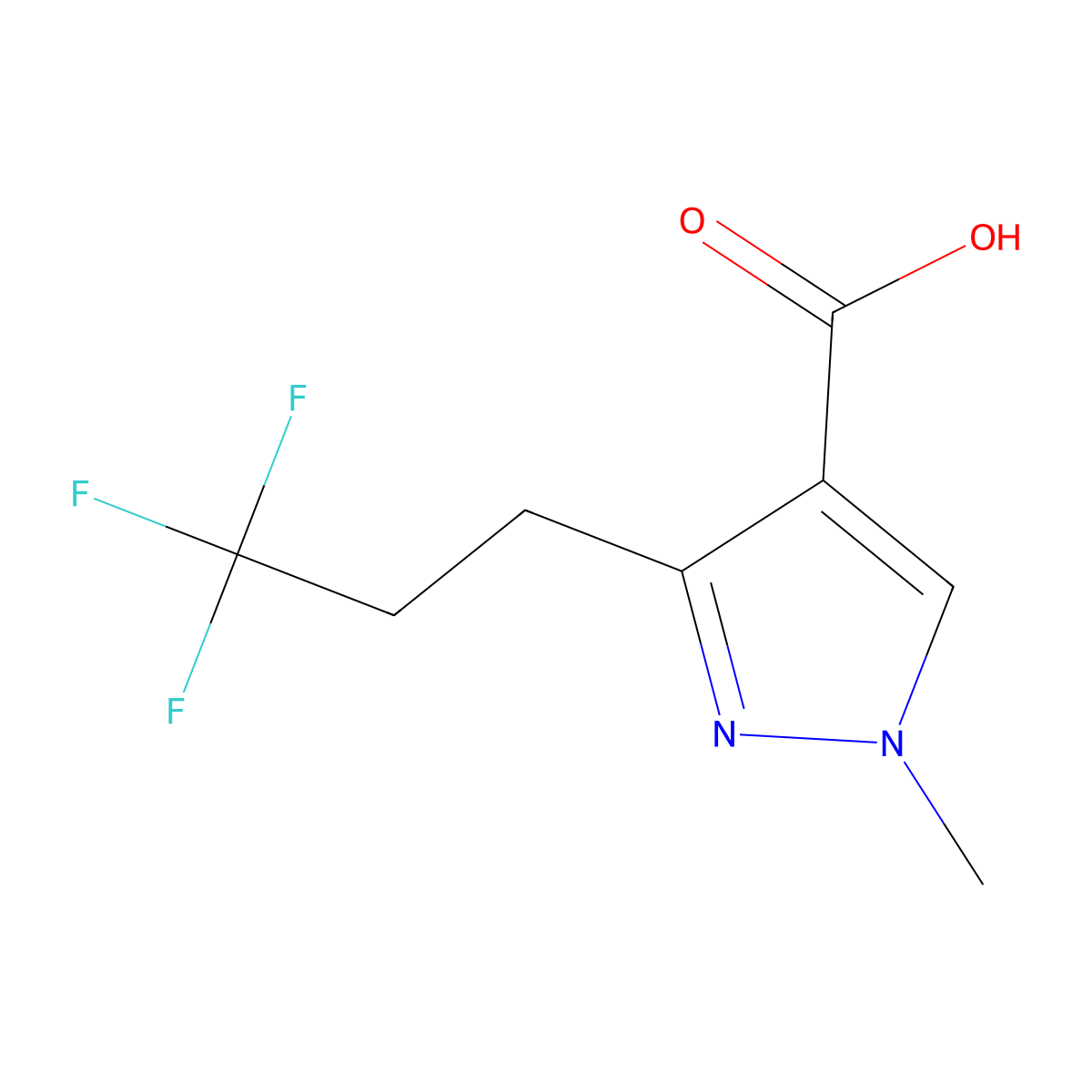 1-Methyl-3-(3,3,3-trifluoropropyl)pyrazole-4-carboxylic acid molecular structure, CAS 2386548-84-9