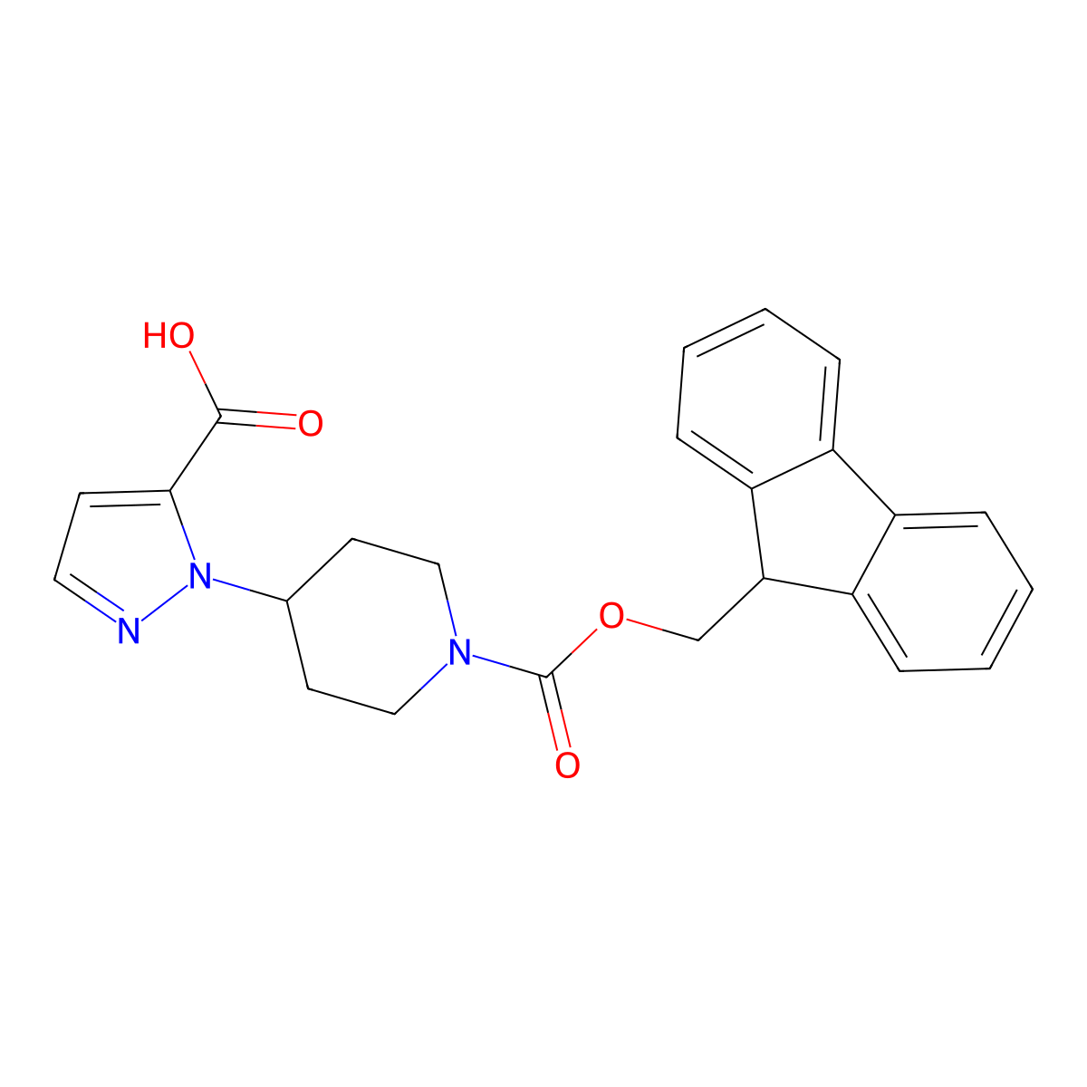 1-{1-[(9H-fluoren-9-ylmethoxy)carbonyl]piperidin-4-yl}-1H-pyrazole-5-carboxylic acid molecular structure, CAS 2386549-96-6