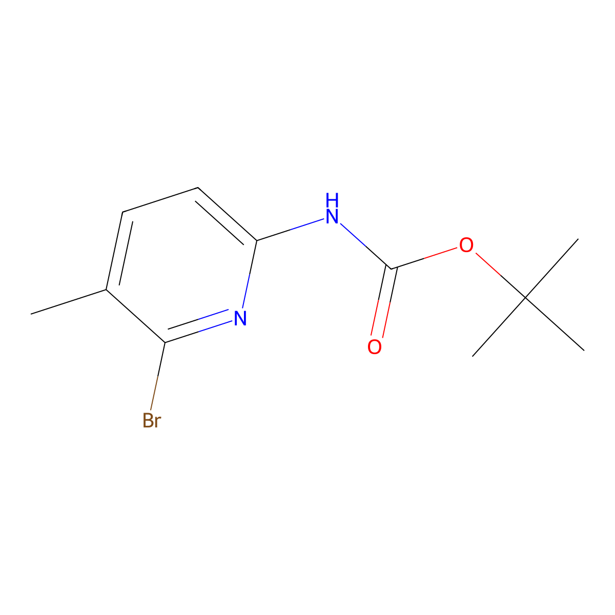 tert-butyl N-(6-bromo-5-methylpyridin-2-yl)carbamate molecular structure, CAS 2386550-42-9
