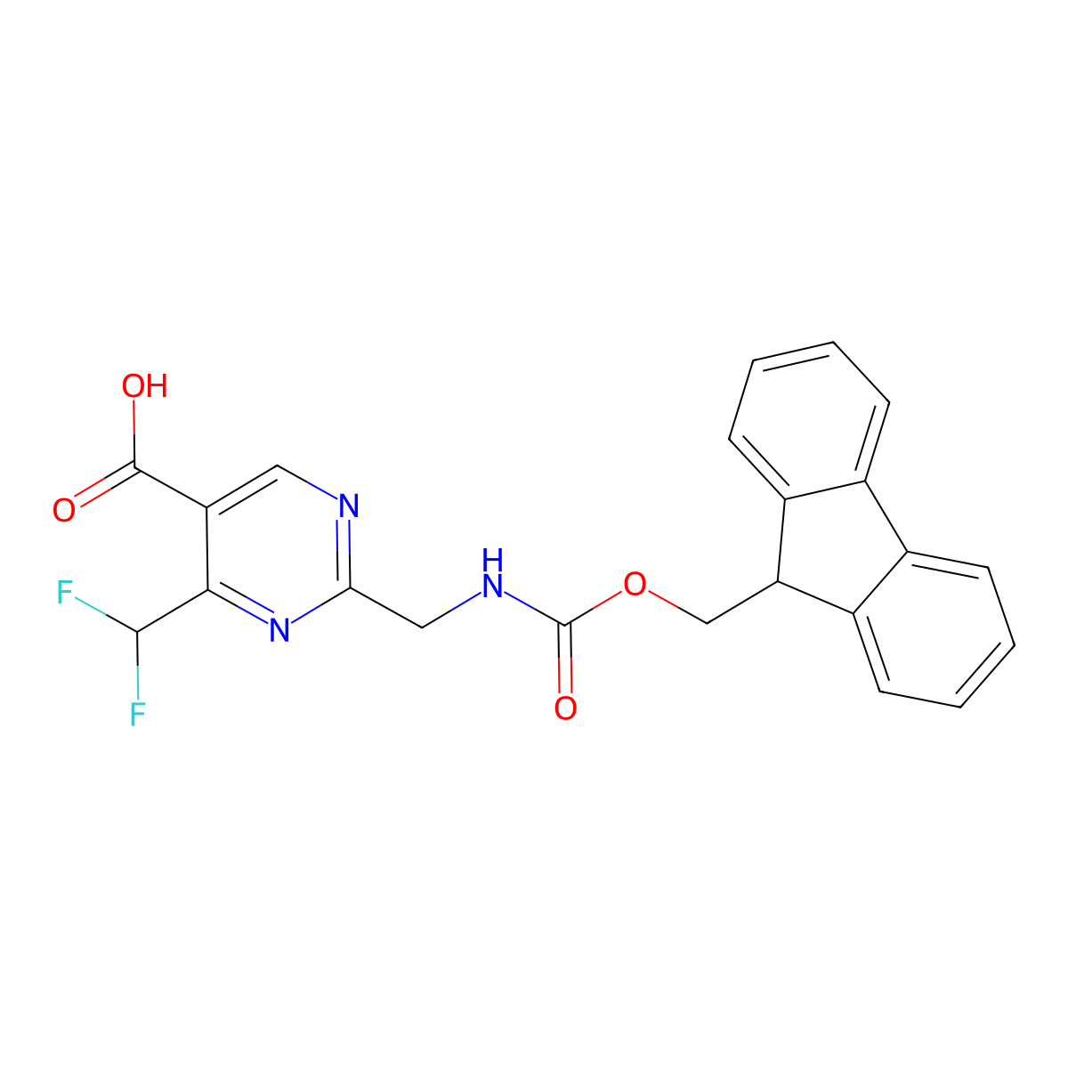 4-(difluoromethyl)-2-[({[(9H-fluoren-9-yl)methoxy]carbonyl}amino)methyl]pyrimidine-5-carboxylic acid molecular structure, CAS 2386552-05-0