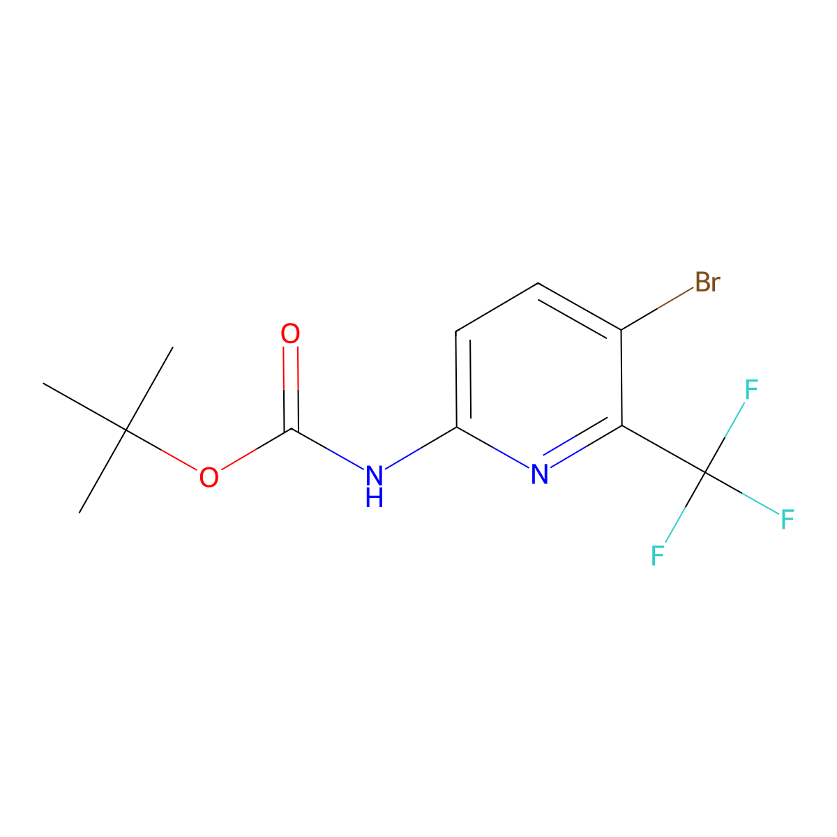 tert-butyl N-[5-bromo-6-(trifluoromethyl)pyridin-2-yl]carbamate molecular structure, CAS 2386553-36-0