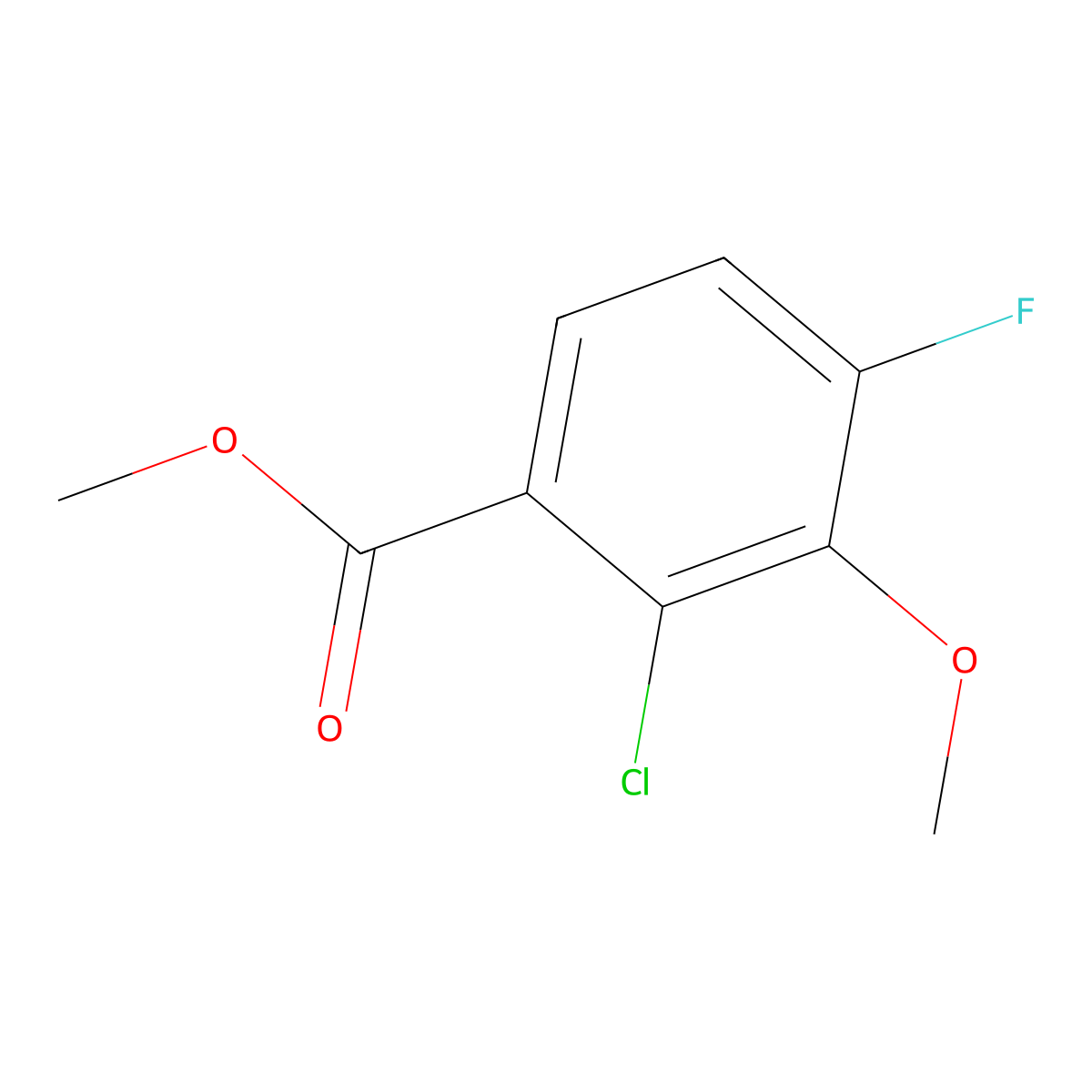 Methyl 2-chloro-4-fluoro-3-methoxybenzoate molecular structure, CAS 2386559-04-0