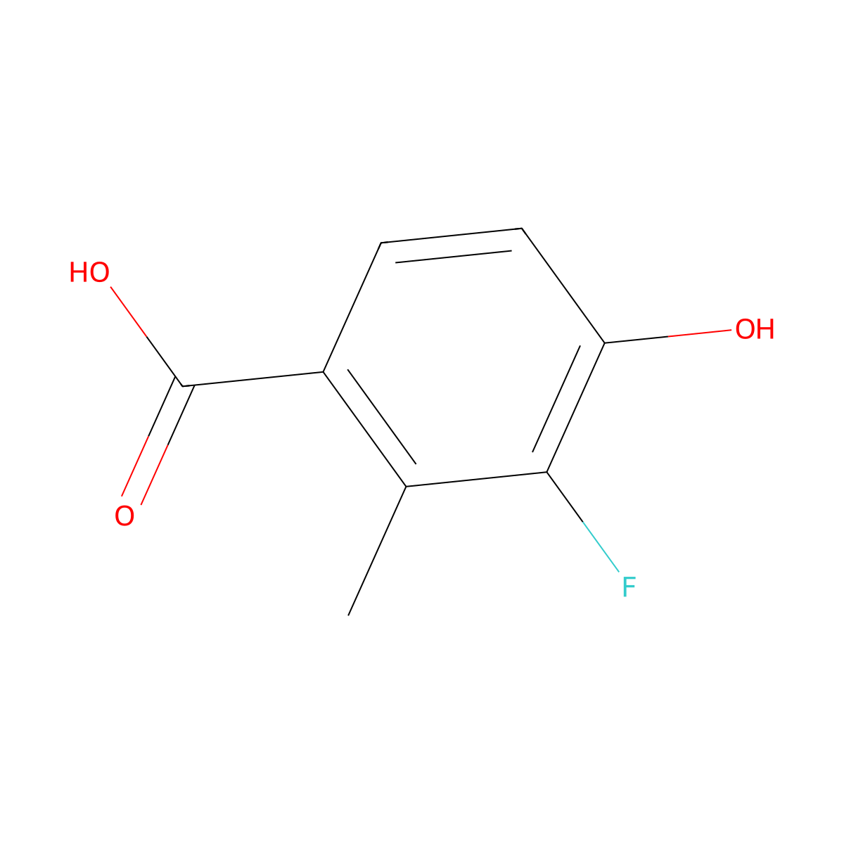 3-Fluoro-4-hydroxy-2-methylbenzoic acid molecular structure, CAS 2386559-78-8