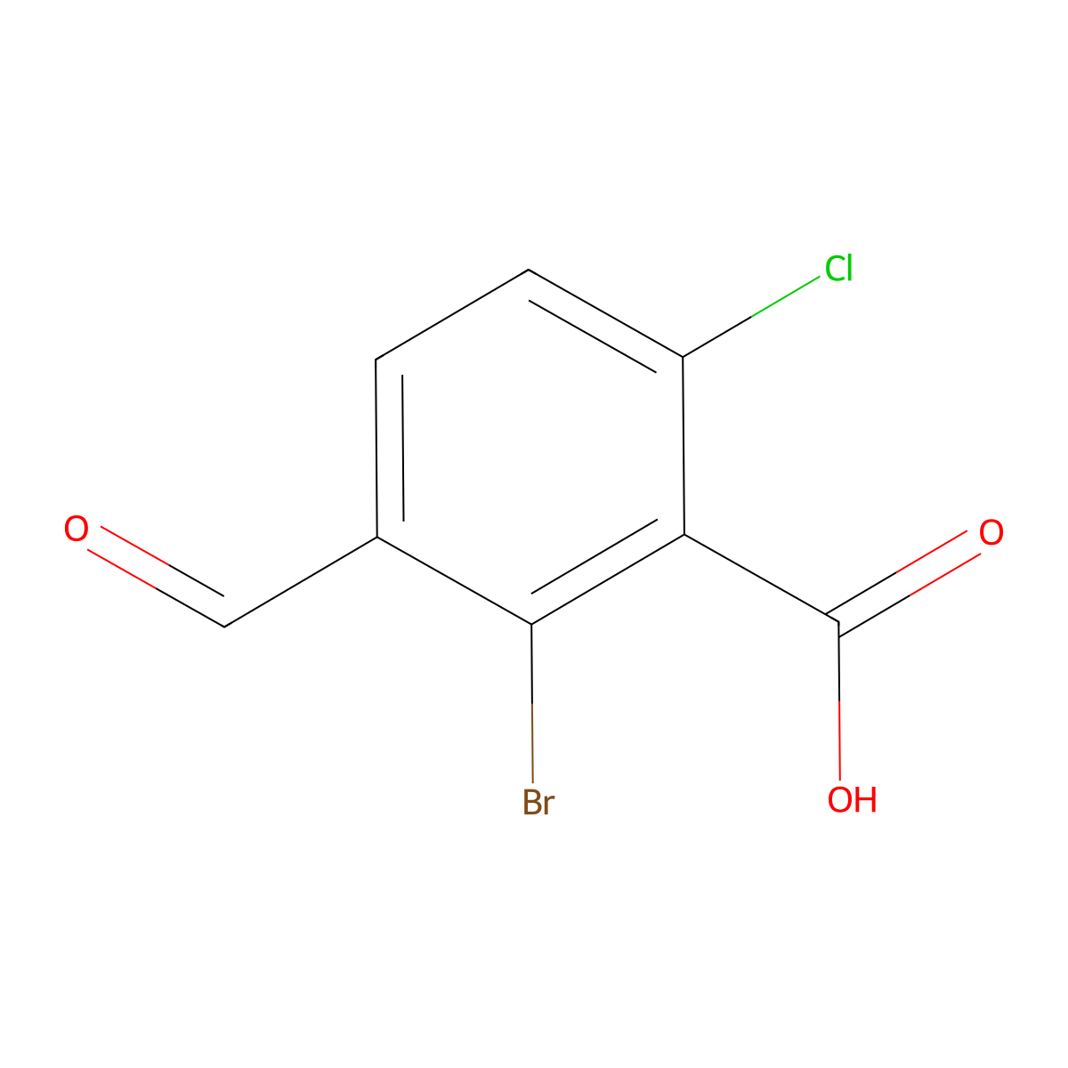 2-Bromo-6-chloro-3-formylbenZoic acid molecular structure, CAS 2386564-90-3