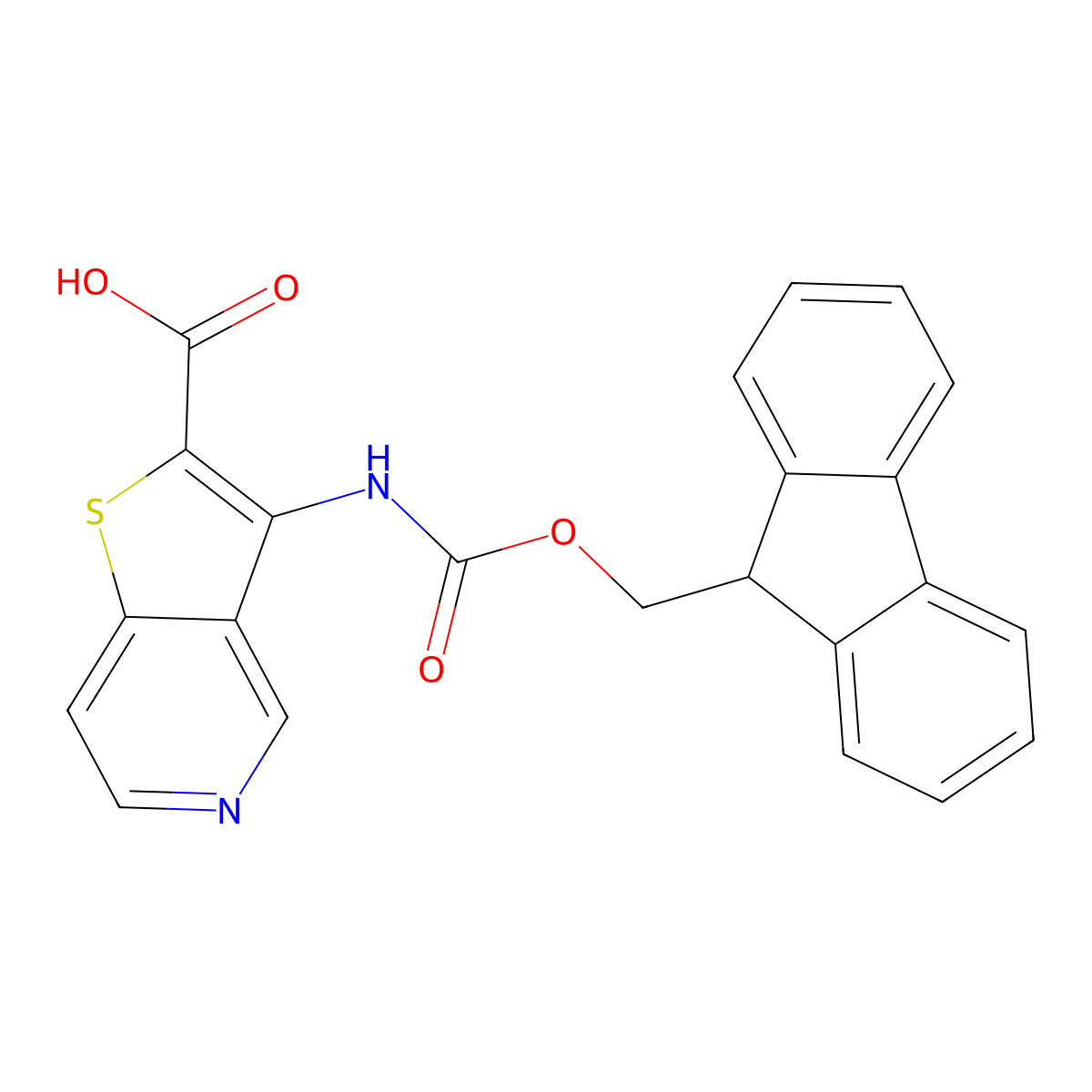 3-({[(9H-fluoren-9-yl)methoxy]carbonyl}amino)thieno[3,2-c]pyridine-2-carboxylic acid molecular structure, CAS 2386571-91-9