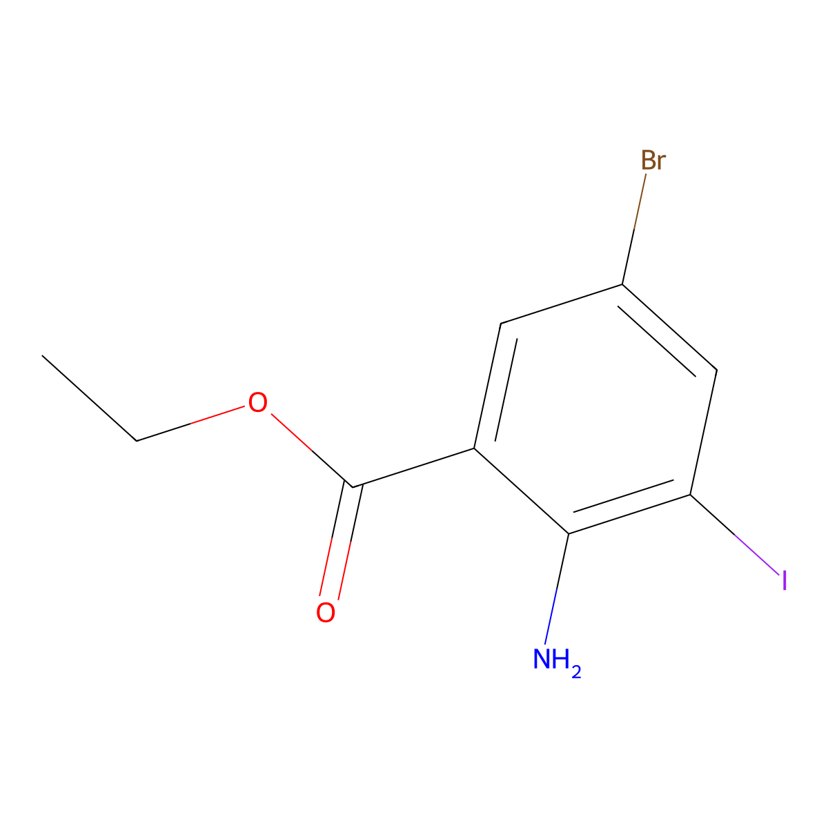 Ethyl 2-amino-5-bromo-3-iodobenzoate molecular structure, CAS 2386577-51-9