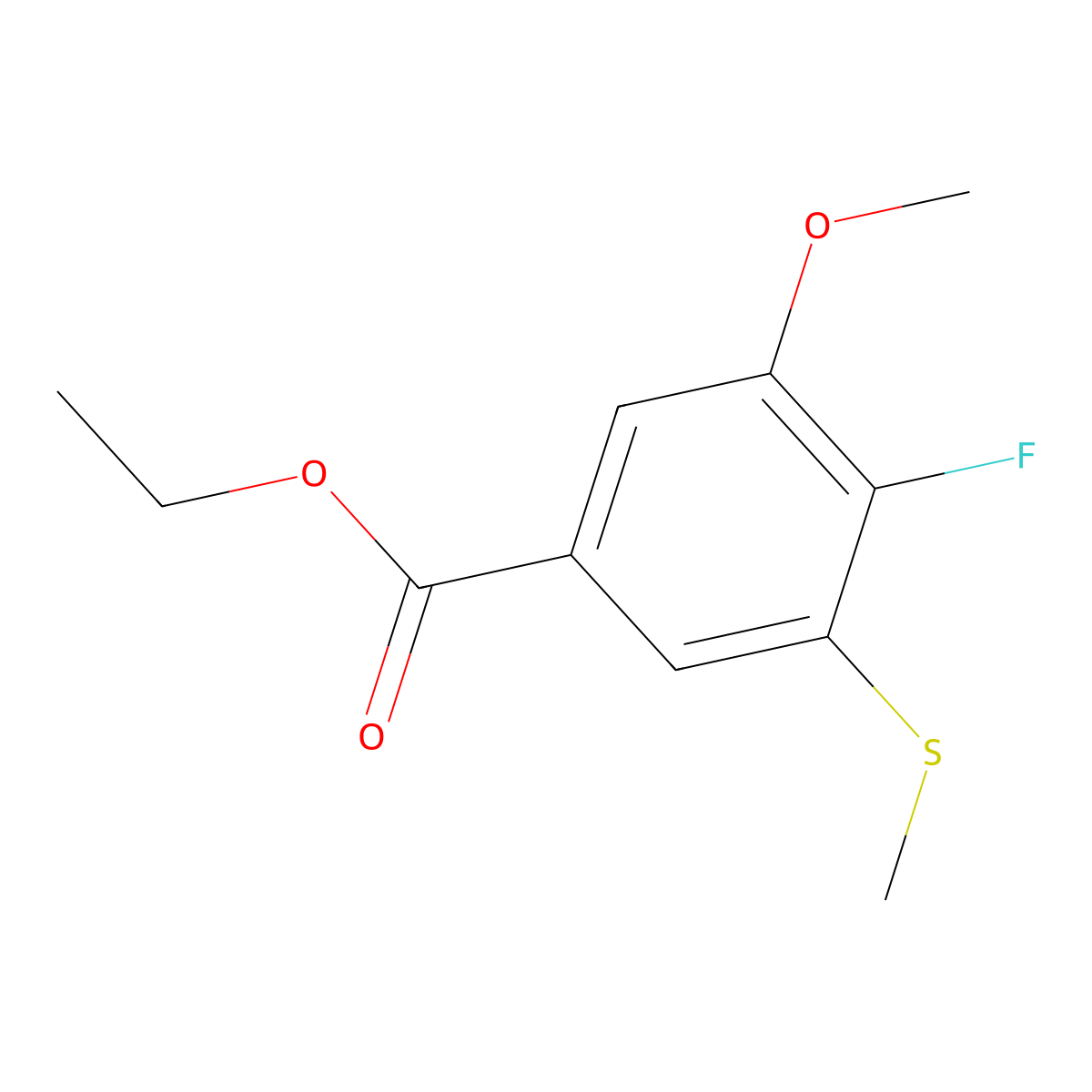 Ethyl 4-fluoro-3-methoxy-5-(methylthio)benzoate molecular structure, CAS 2386591-19-9