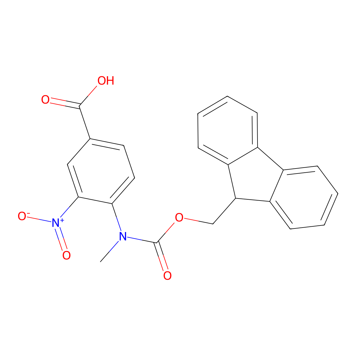 4-({[(9H-fluoren-9-yl)methoxy]carbonyl}(methyl)amino)-3-nitrobenzoic acid molecular structure, CAS 2386593-01-5