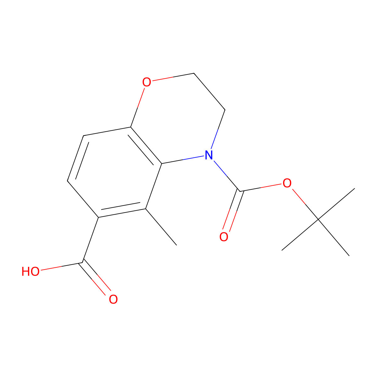 4-[(tert-butoxy)carbonyl]-5-methyl-3,4-dihydro-2H-1,4-benzoxazine-6-carboxylic acid molecular structure, CAS 2386594-99-4