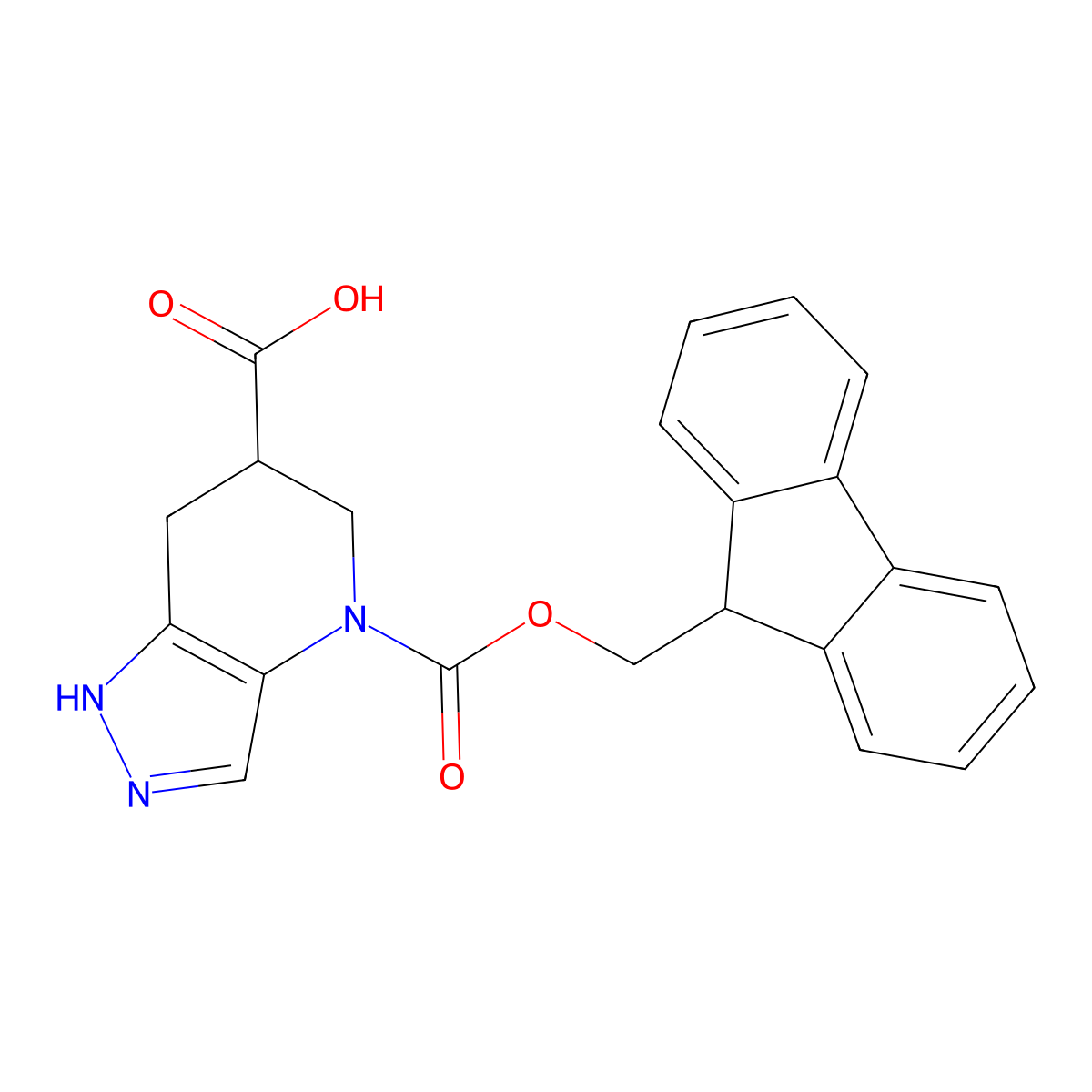 4-{[(9H-fluoren-9-yl)methoxy]carbonyl}-1H,4H,5H,6H,7H-pyrazolo[4,3-b]pyridine-6-carboxylic acid molecular structure, CAS 2386603-17-2