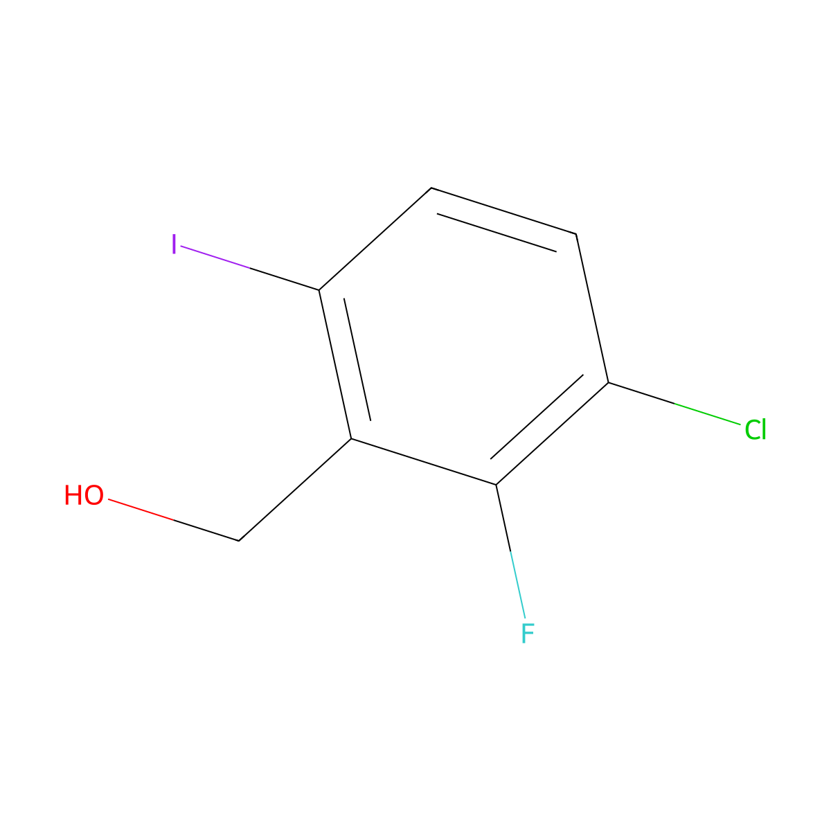 (3-Chloro-2-fluoro-6-iodophenyl)methanol molecular structure, CAS 2386611-24-9