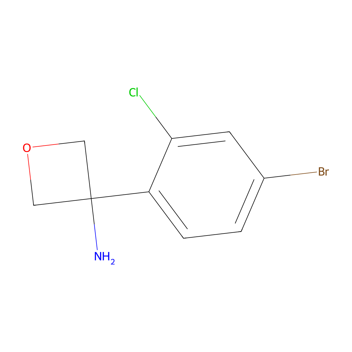 3-(4-Bromo-2-chlorophenyl)oxetan-3-amine molecular structure, CAS 2386618-38-6