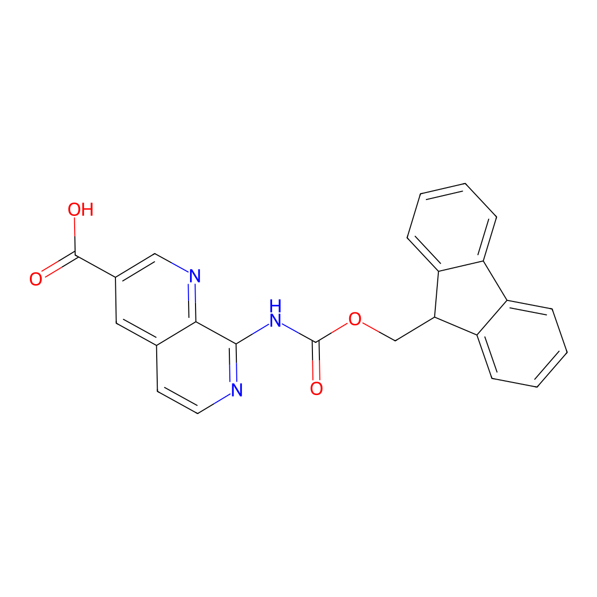 8-({[(9H-fluoren-9-yl)methoxy]carbonyl}amino)-1,7-naphthyridine-3-carboxylic acid molecular structure, CAS 2386619-56-1