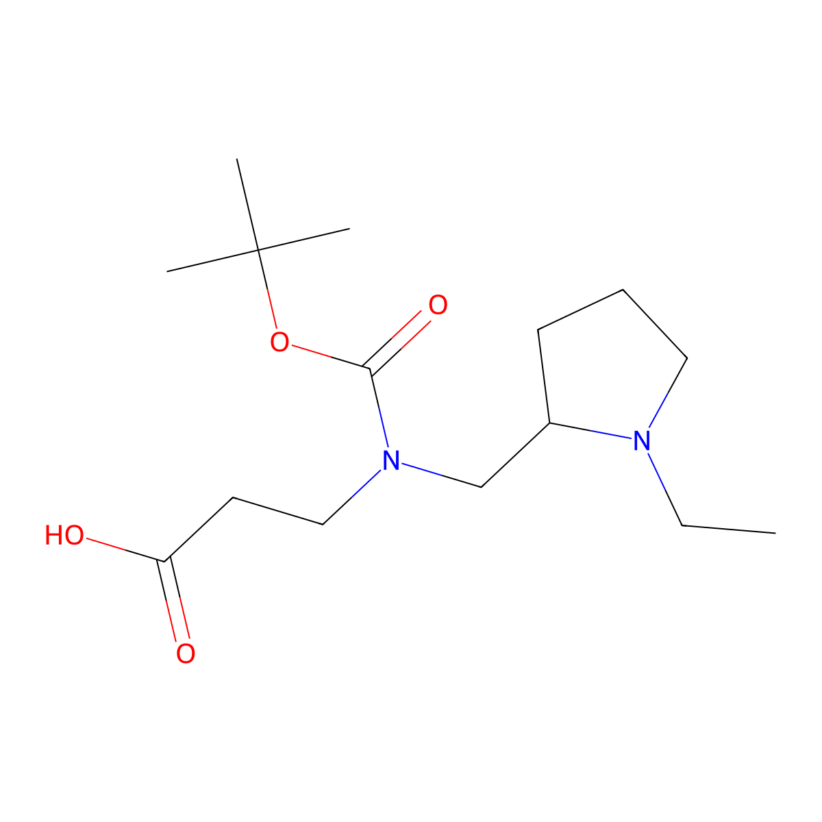 3-{[(Tert-butoxy)carbonyl][(1-ethylpyrrolidin-2-yl)methyl]amino}propanoic acid molecular structure, CAS 2386626-44-2
