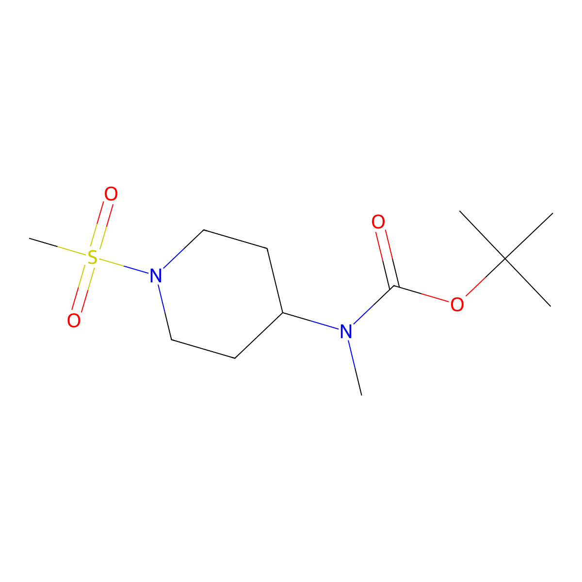 tert-Butyl methyl(1-(methylsulfonyl)piperidin-4-yl)carbamate molecular structure, CAS 2386631-62-3