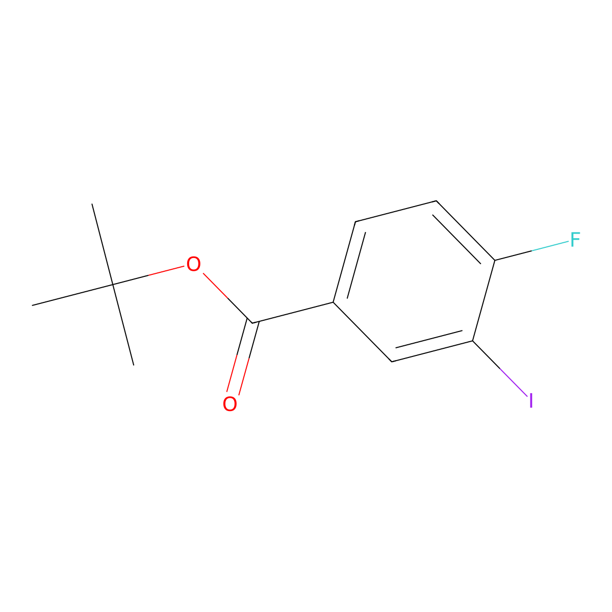 Tert-butyl 4-fluoro-3-iodobenzoate molecular structure, CAS 2386636-88-8