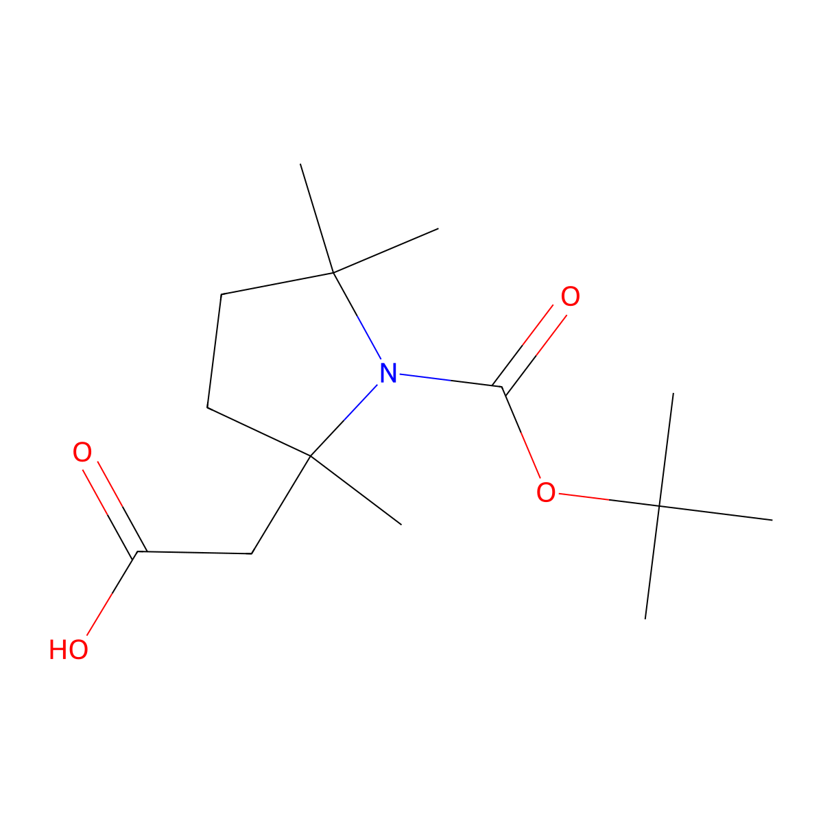 2-{1-[(Tert-butoxy)carbonyl]-2,5,5-trimethylpyrrolidin-2-yl}acetic acid molecular structure, CAS 2386638-63-5