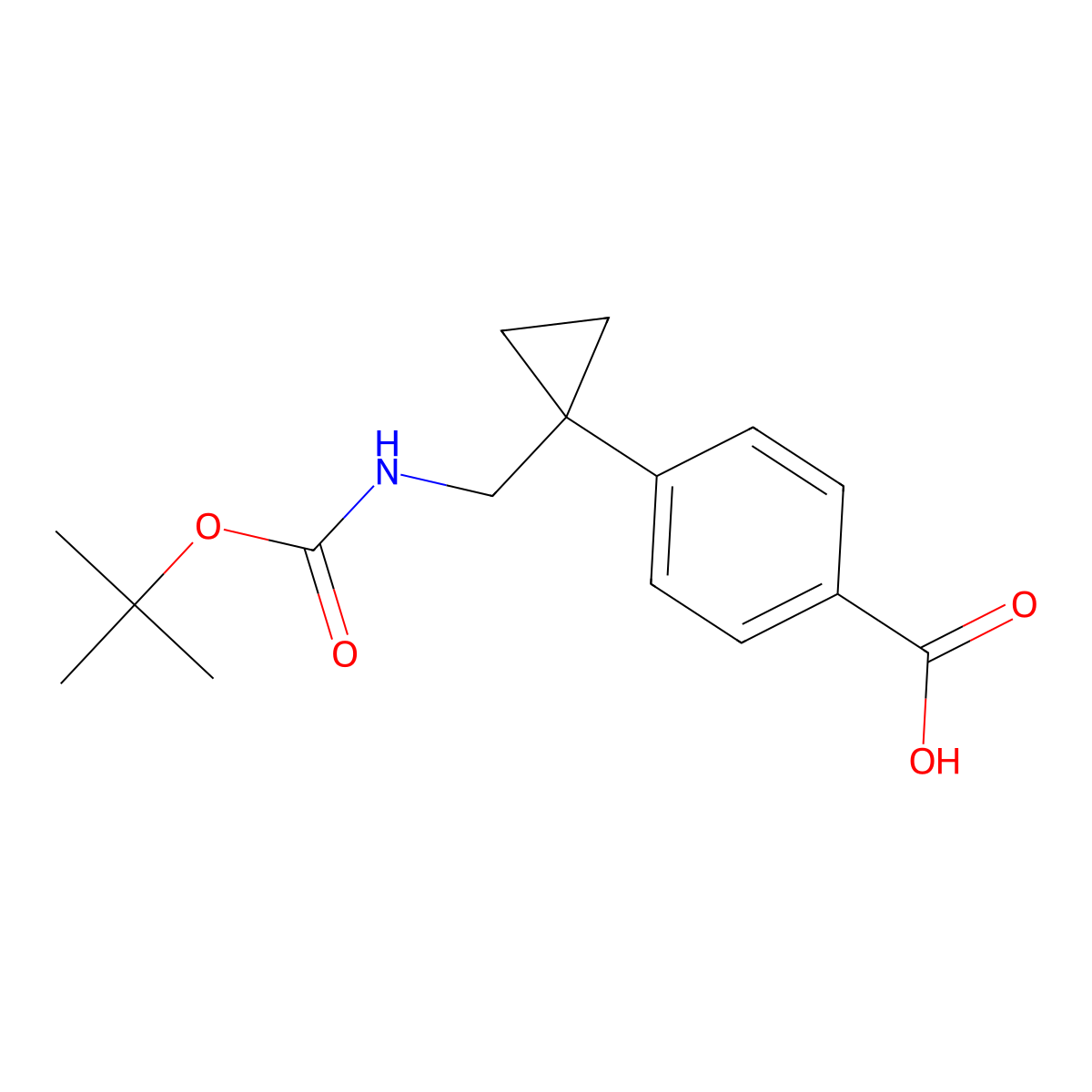 4-[1-({[(Tert-butoxy)carbonyl]amino}methyl)cyclopropyl]benzoicacid molecular structure, CAS 2386646-09-7