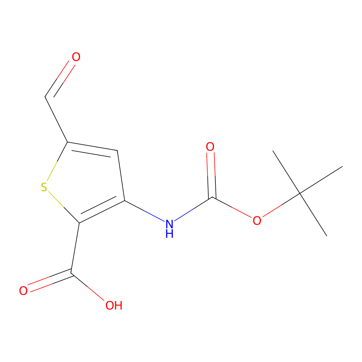 3-{[(Tert-butoxy)carbonyl]amino}-5-formylthiophene-2-carboxylic acid molecular structure, CAS 2386652-14-6