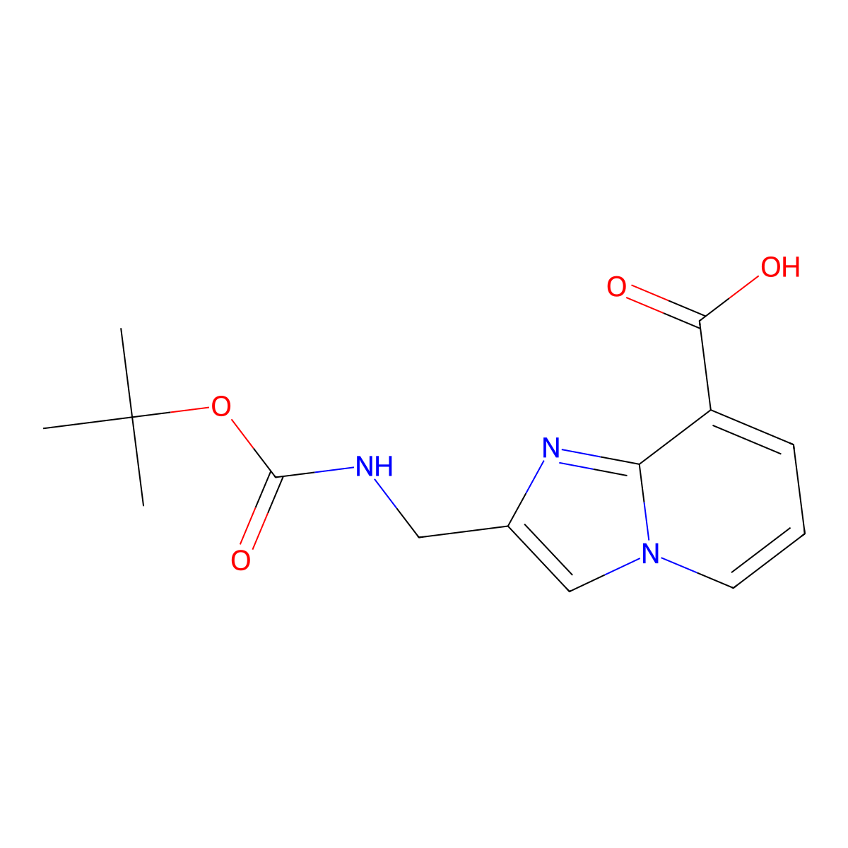 2-({[(Tert-butoxy)carbonyl]amino}methyl)imidazo[1,2-a]pyridine-8-carboxylic acid molecular structure, CAS 2386664-11-3