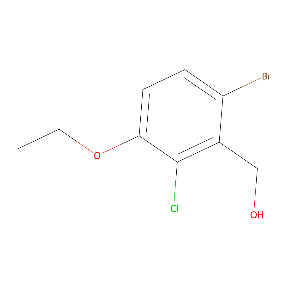 (6-Bromo-2-chloro-3-ethoxyphenyl)methanol molecular structure, CAS 2386676-58-8