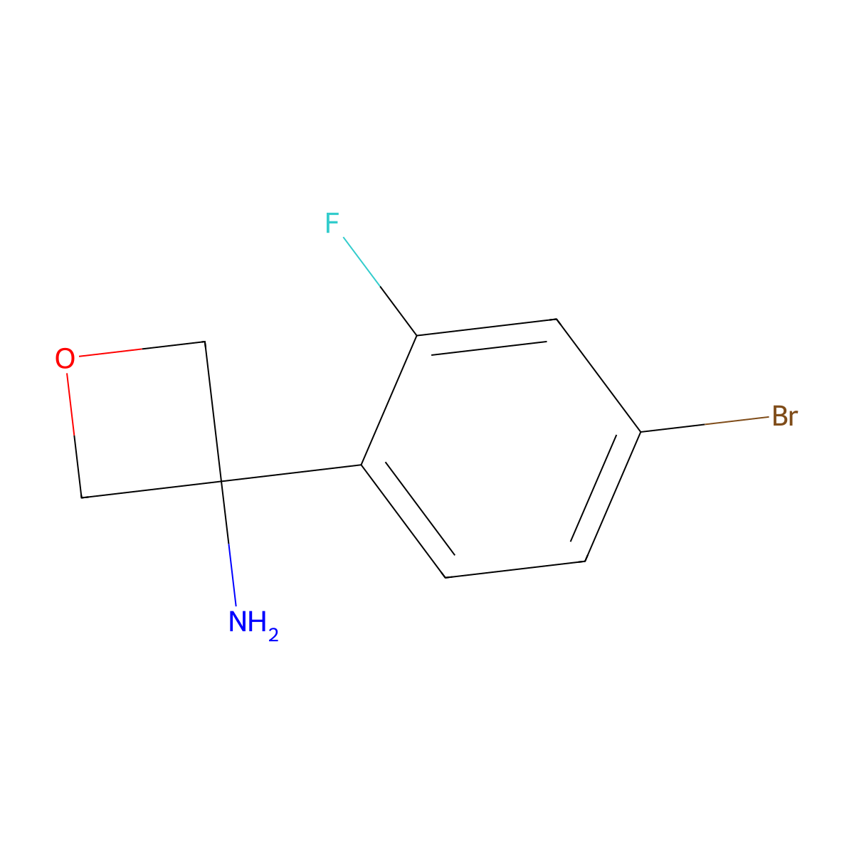 3-(4-Bromo-2-fluorophenyl)oxetan-3-amine molecular structure, CAS 2386679-69-0