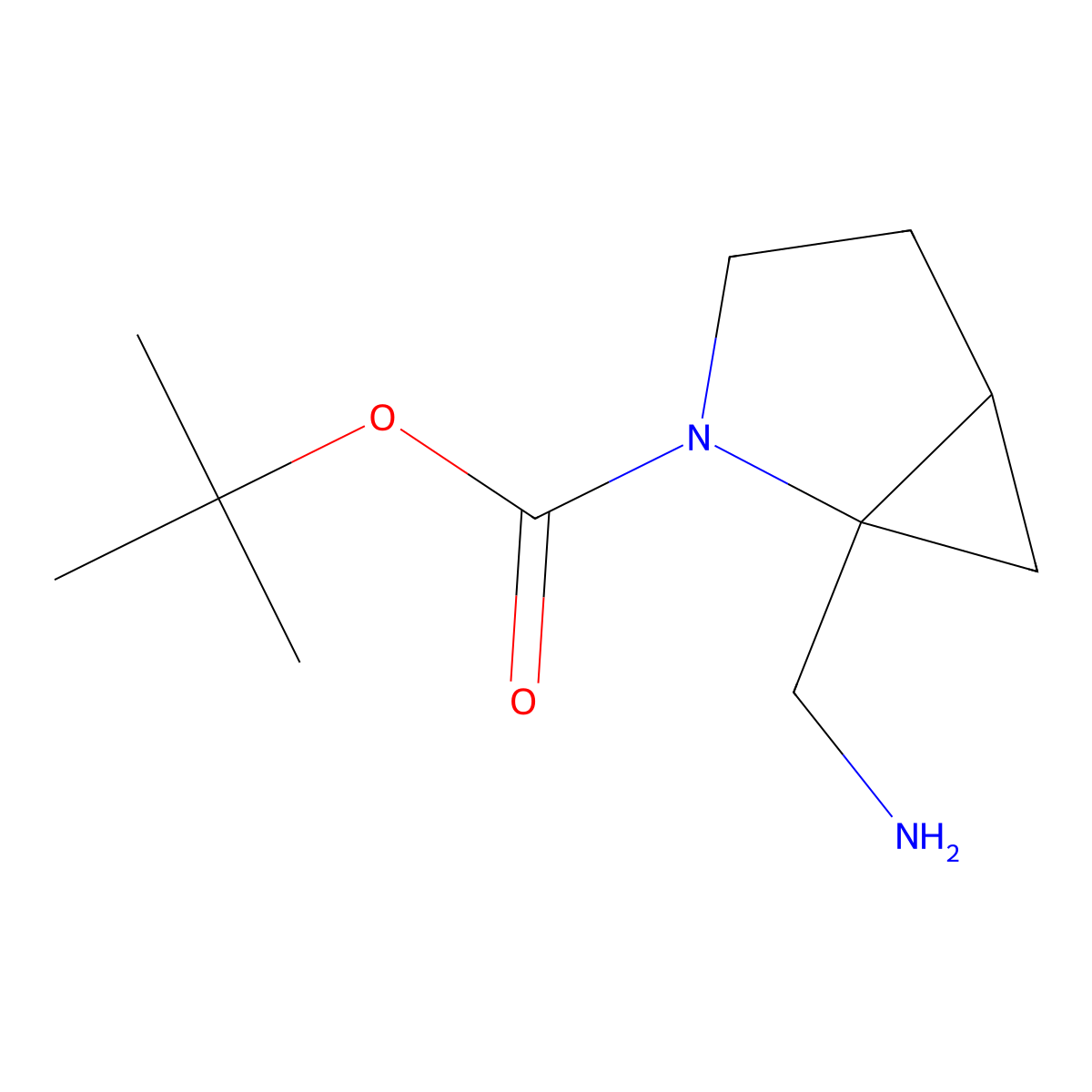 Tert-butyl 1-(aminomethyl)-2-azabicyclo[3.1.0]hexane-2-carboxylate molecular structure, CAS 2386684-84-8
