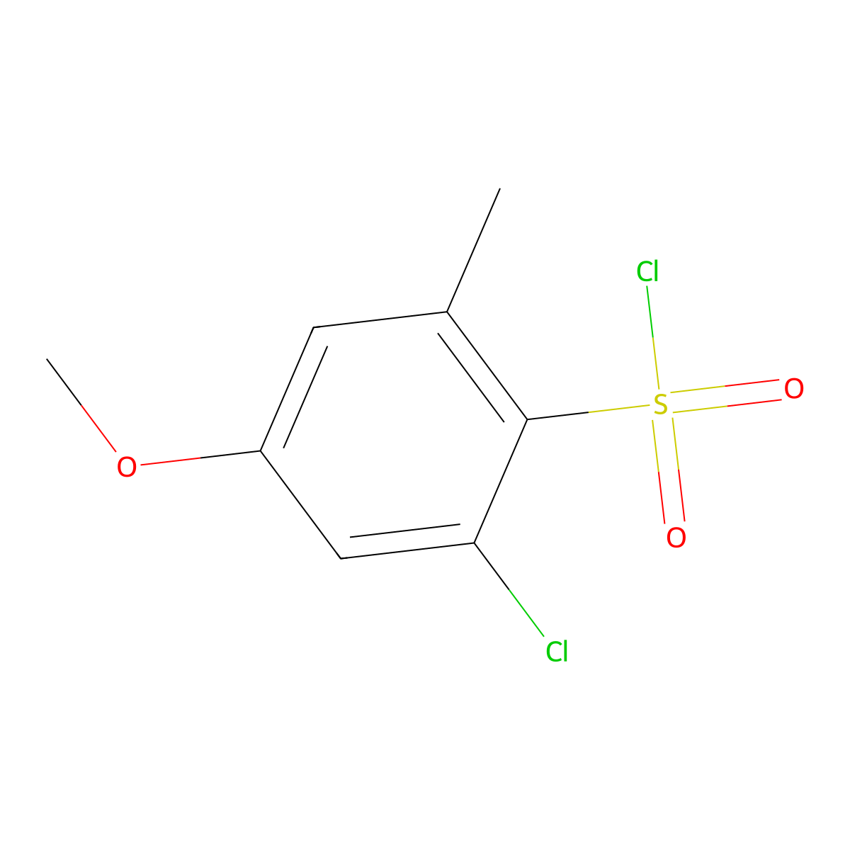 2-Chloro-4-methoxy-6-methylbenzenesulfonyl chloride molecular structure, CAS 2386691-05-8