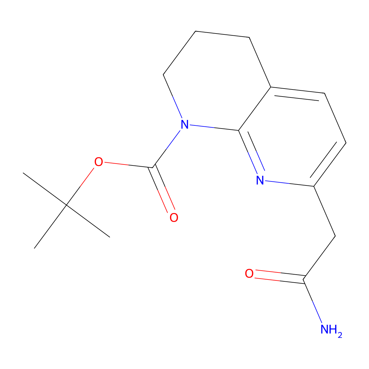 Tert-butyl 7-(2-amino-2-oxoethyl)-3,4-dihydro-1,8-naphthyridine-1(2H)-carboxylate molecular structure, CAS 2386704-68-1