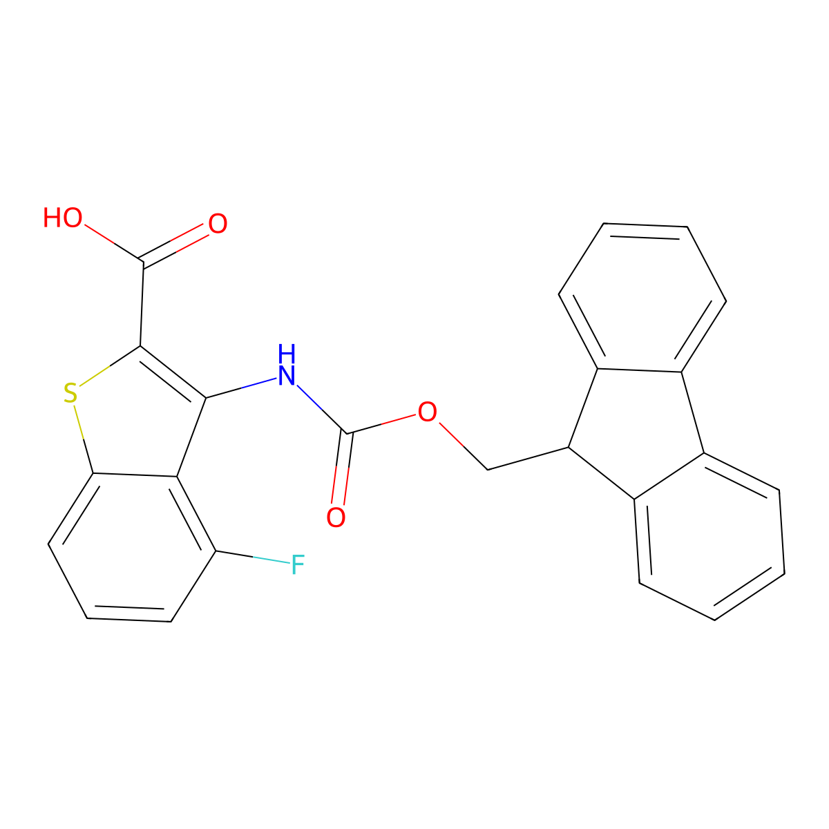 3-({[(9H-fluoren-9-yl)methoxy]carbonyl}amino)-4-fluoro-1-benzothiophene-2-carboxylic acid molecular structure, CAS 2386705-65-1