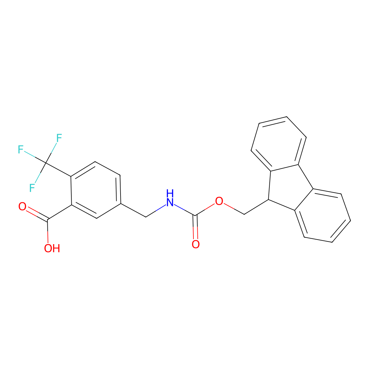 5-[({[(9H-fluoren-9-yl)methoxy]carbonyl}amino)methyl]-2-(trifluoromethyl)benzoic acid molecular structure, CAS 2386708-75-2