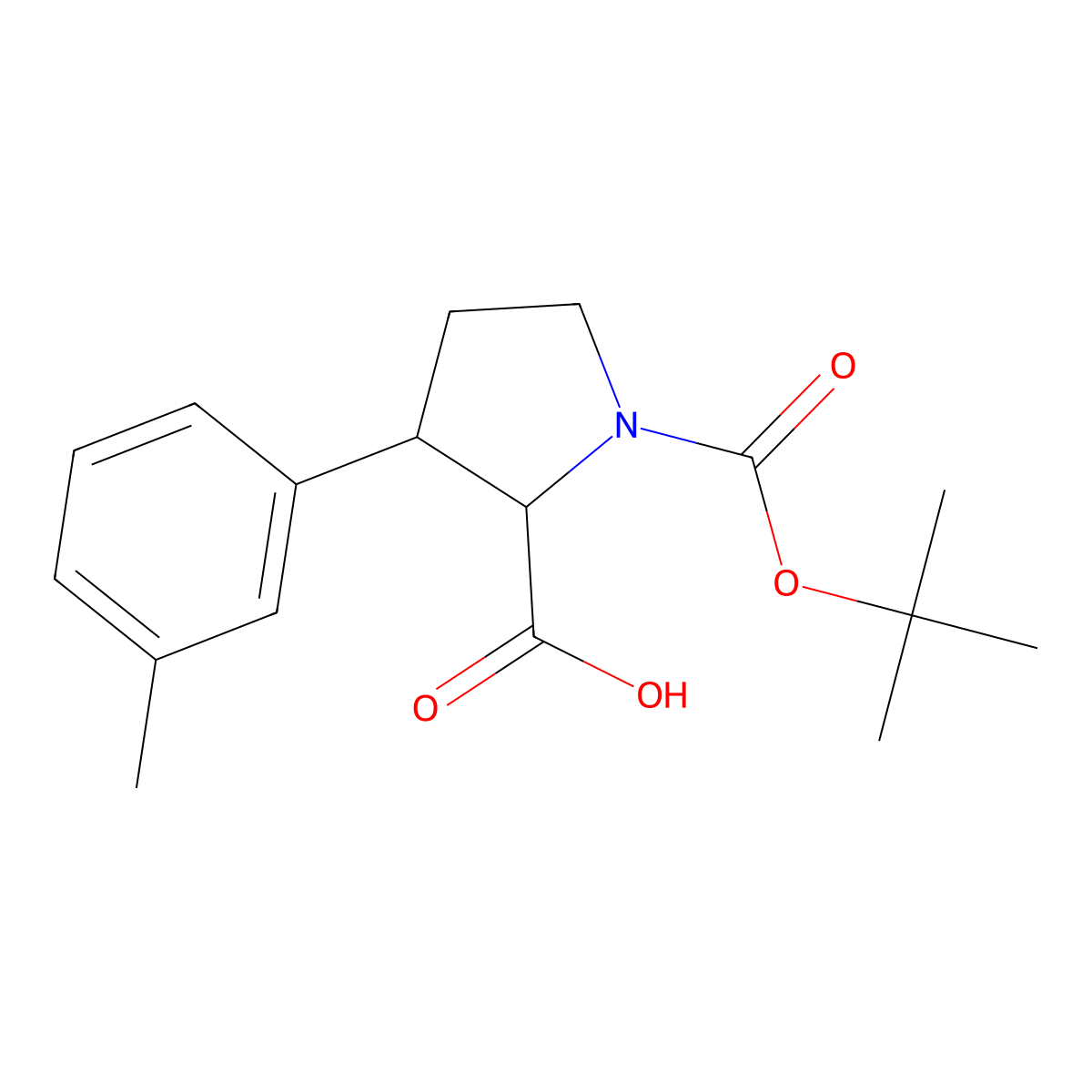 1-[(Tert-butoxy)carbonyl]-3-(3-methylphenyl)pyrrolidine-2-carboxylic acid molecular structure, CAS 2386711-80-2