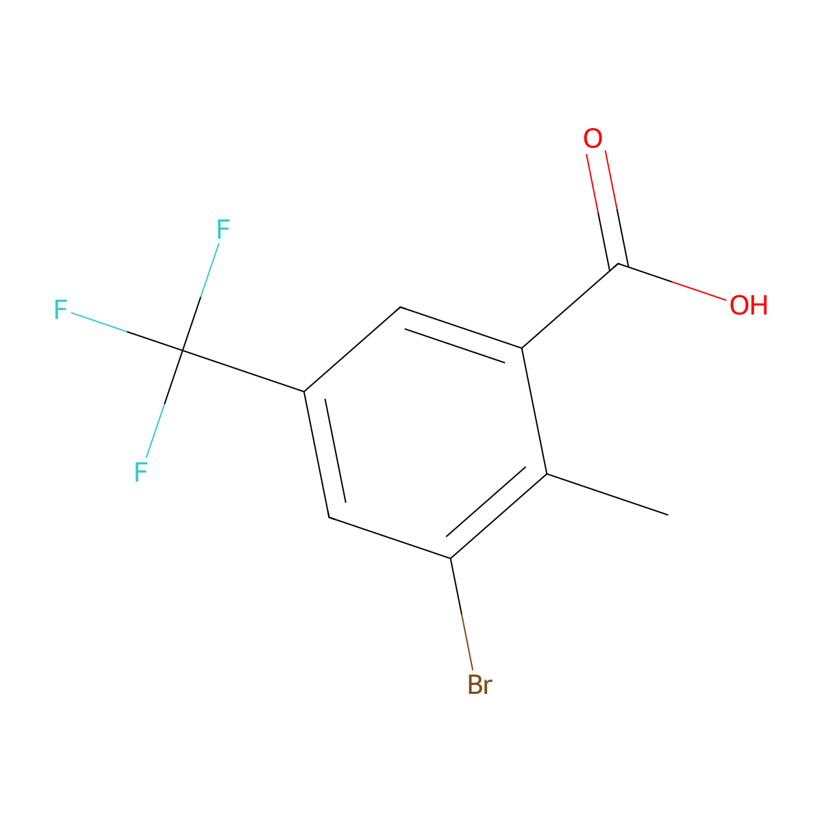 3-Bromo-2-methyl-5-(trifluoromethyl)benzoic acid molecular structure, CAS 2386717-14-0