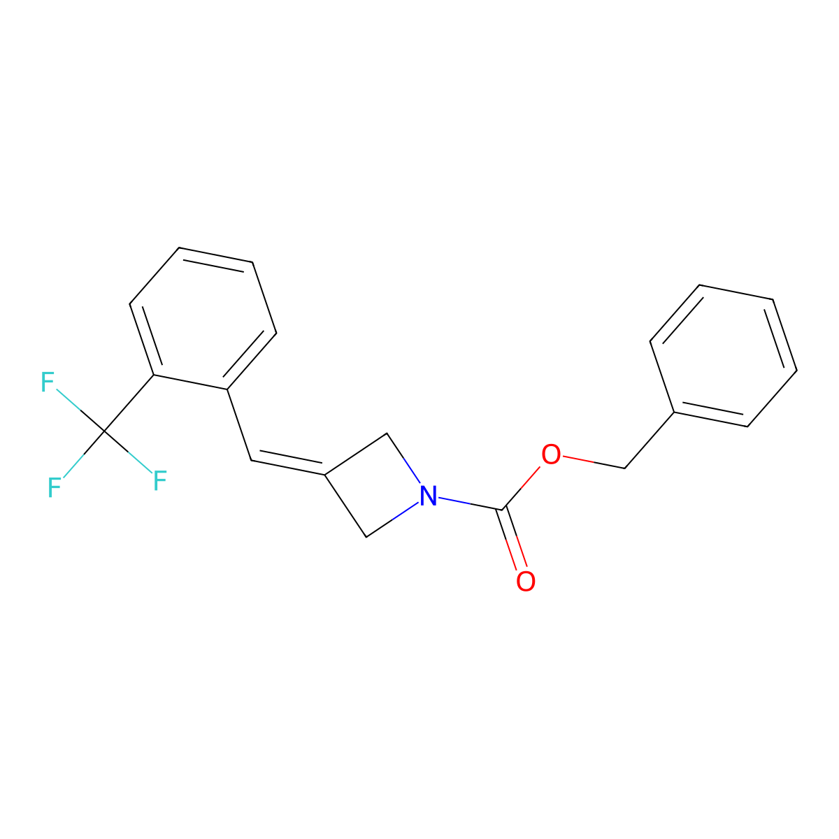 Benzyl 3-(2-(trifluoromethyl)benzylidene)azetidine-1-carboxylate molecular structure, CAS 2386720-80-3