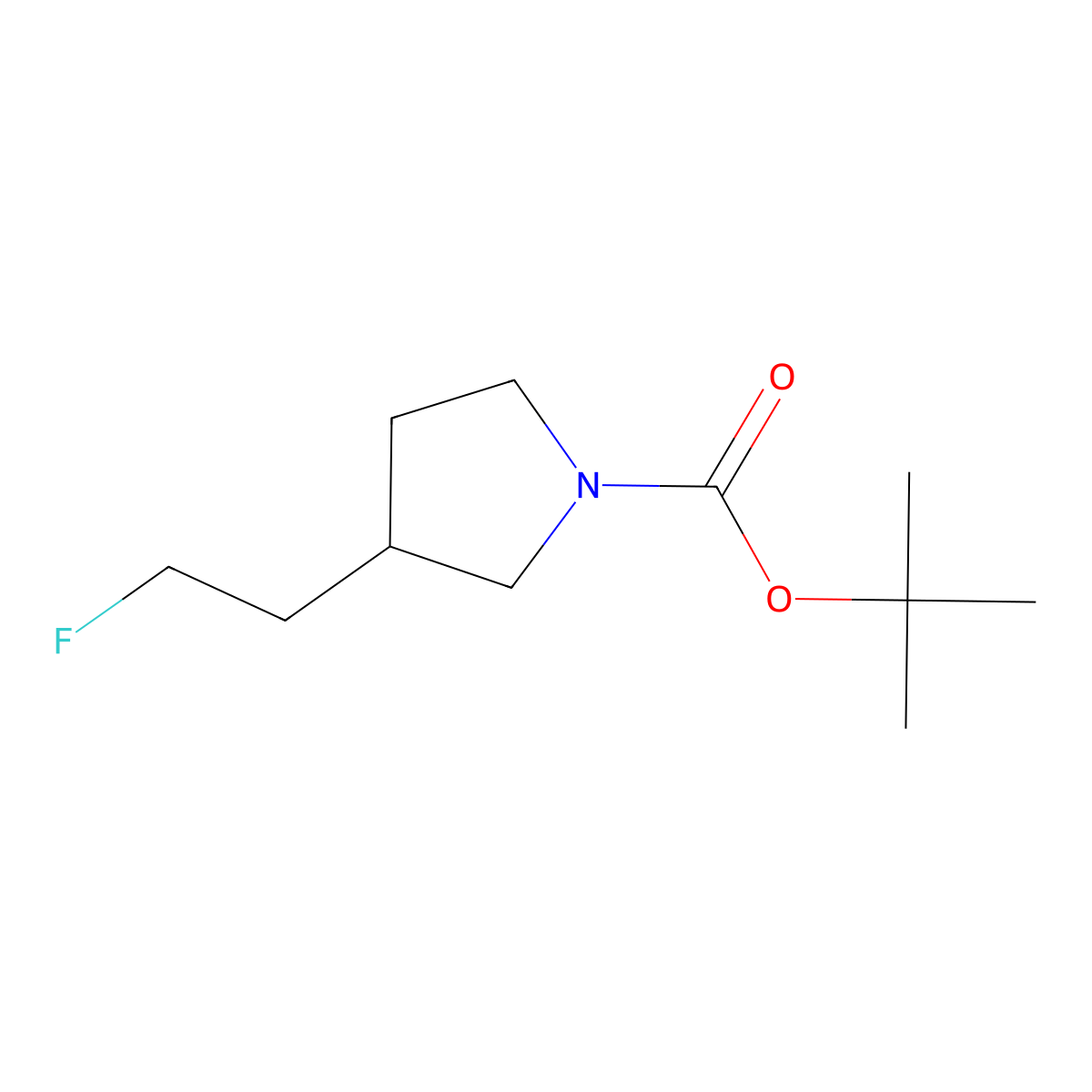 Tert-butyl 3-(2-fluoroethyl)pyrrolidine-1-carboxylate molecular structure, CAS 2386721-24-8