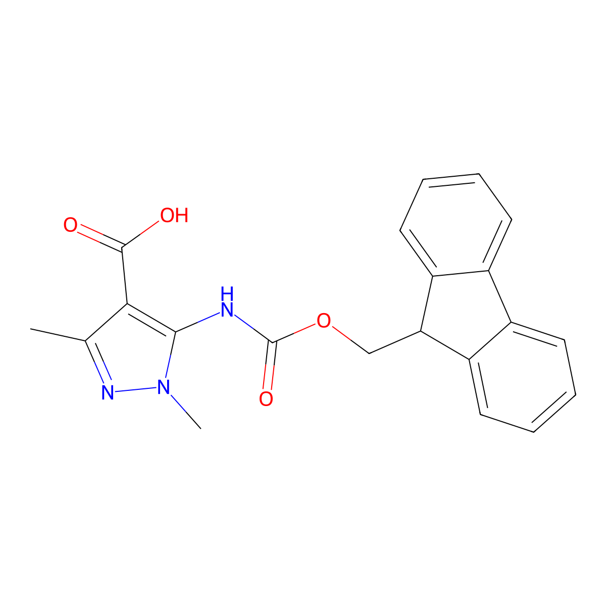 5-({[(9H-fluoren-9-yl)methoxy]carbonyl}amino)-1,3-dimethyl-1H-pyrazole-4-carboxylic acid molecular structure, CAS 2386728-88-5