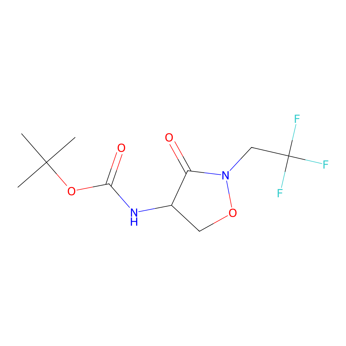 tert-butyl N-[3-oxo-2-(2,2,2-trifluoroethyl)-1,2-oxazolidin-4-yl]carbamate molecular structure, CAS 2386732-23-4