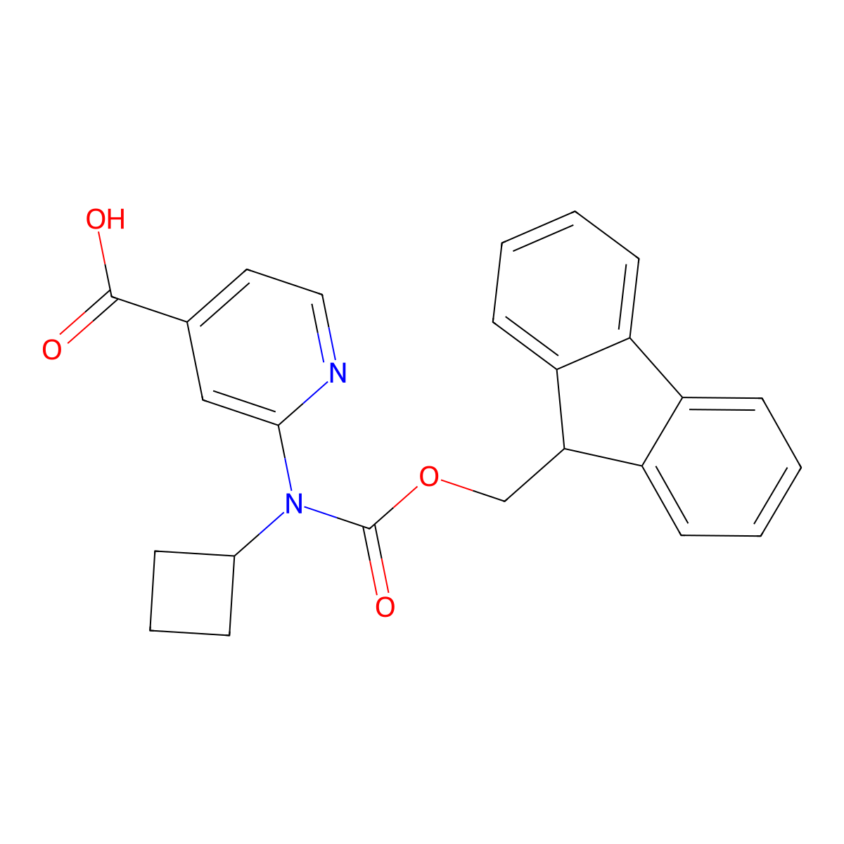 2-[cyclobutyl({[(9H-fluoren-9-yl)methoxy]carbonyl})amino]pyridine-4-carboxylic acid molecular structure, CAS 2386744-14-3
