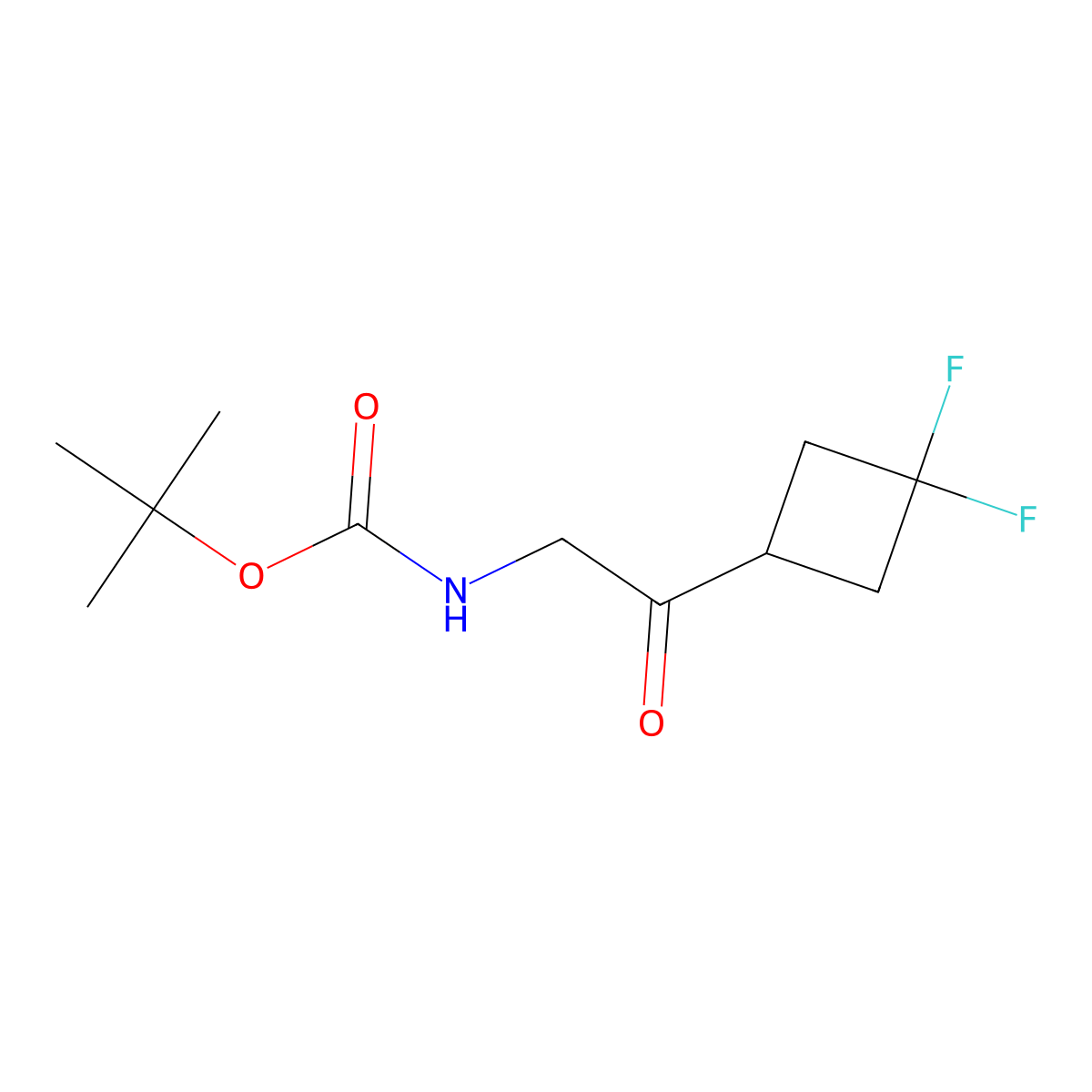 tert-butyl N-[2-(3,3-difluorocyclobutyl)-2-oxoethyl]carbamate molecular structure, CAS 2386745-94-2
