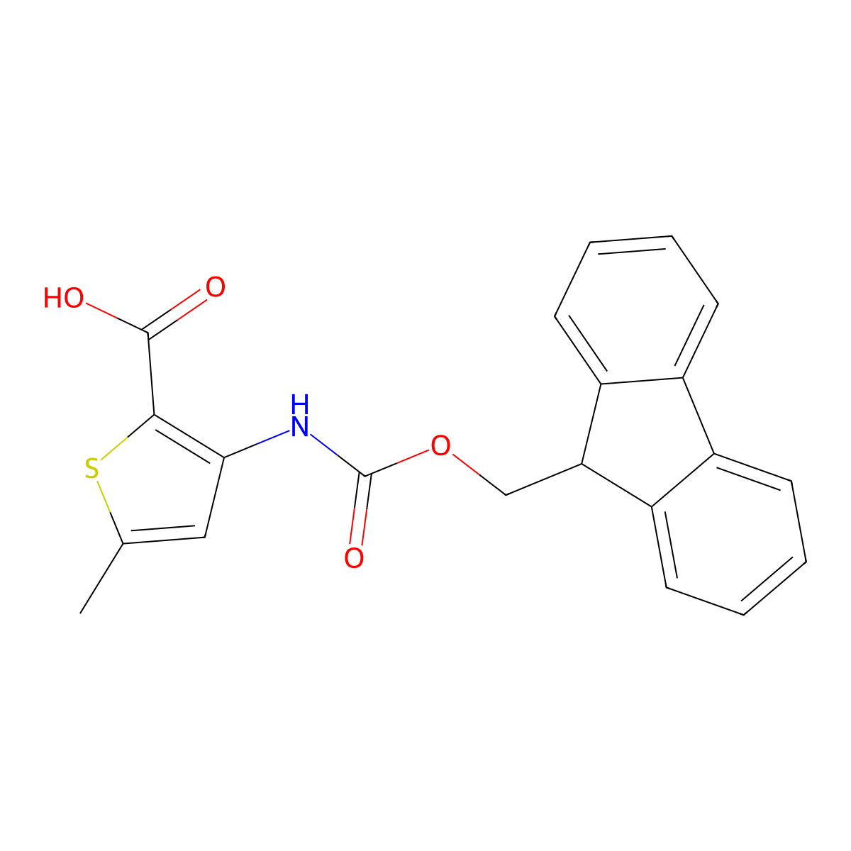 3-({[(9H-fluoren-9-yl)methoxy]carbonyl}amino)-5-methylthiophene-2-carboxylic acid molecular structure, CAS 2386747-60-8