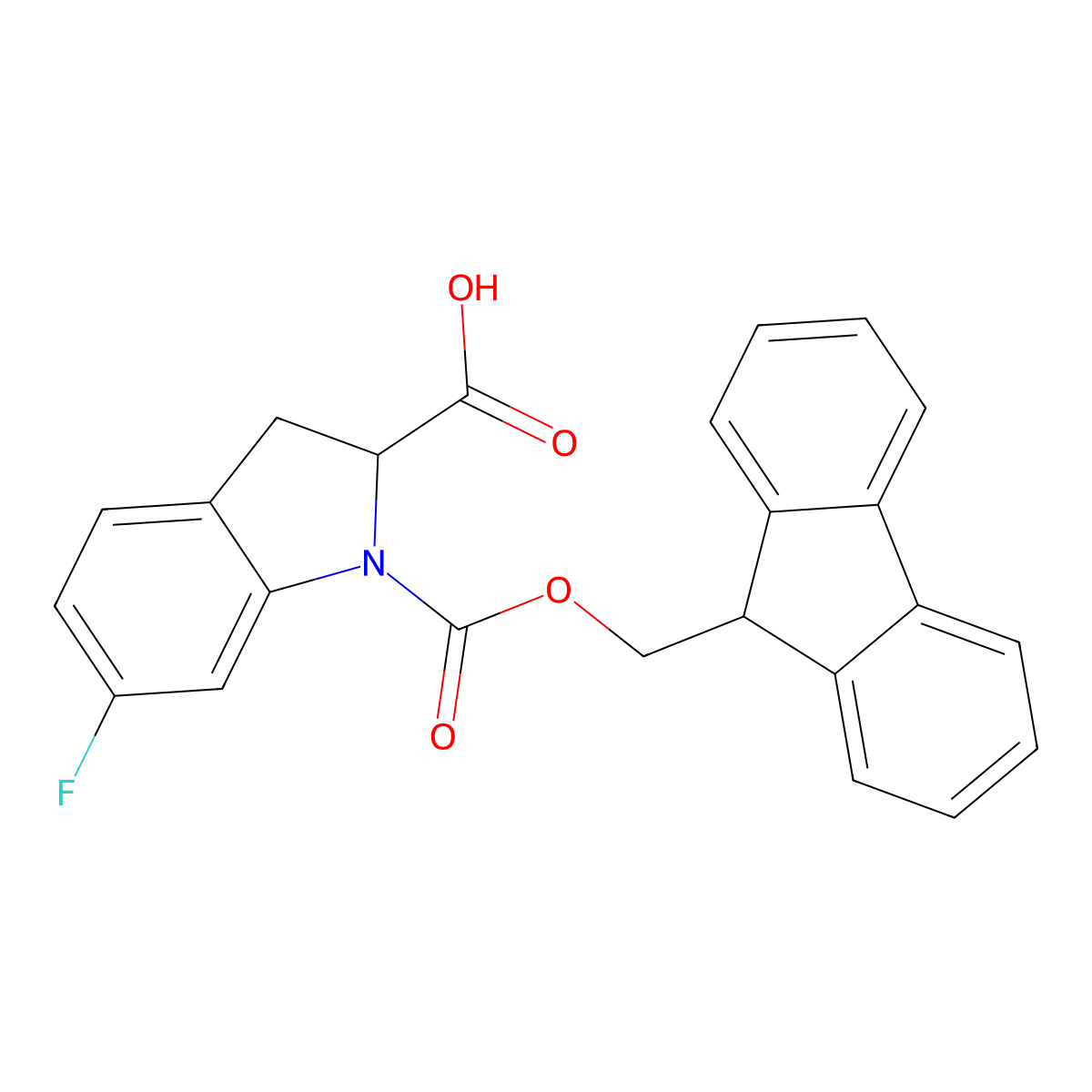 1-{[(9H-fluoren-9-yl)methoxy]carbonyl}-6-fluoro-2,3-dihydro-1H-indole-2-carboxylicacid molecular structure, CAS 2386752-38-9