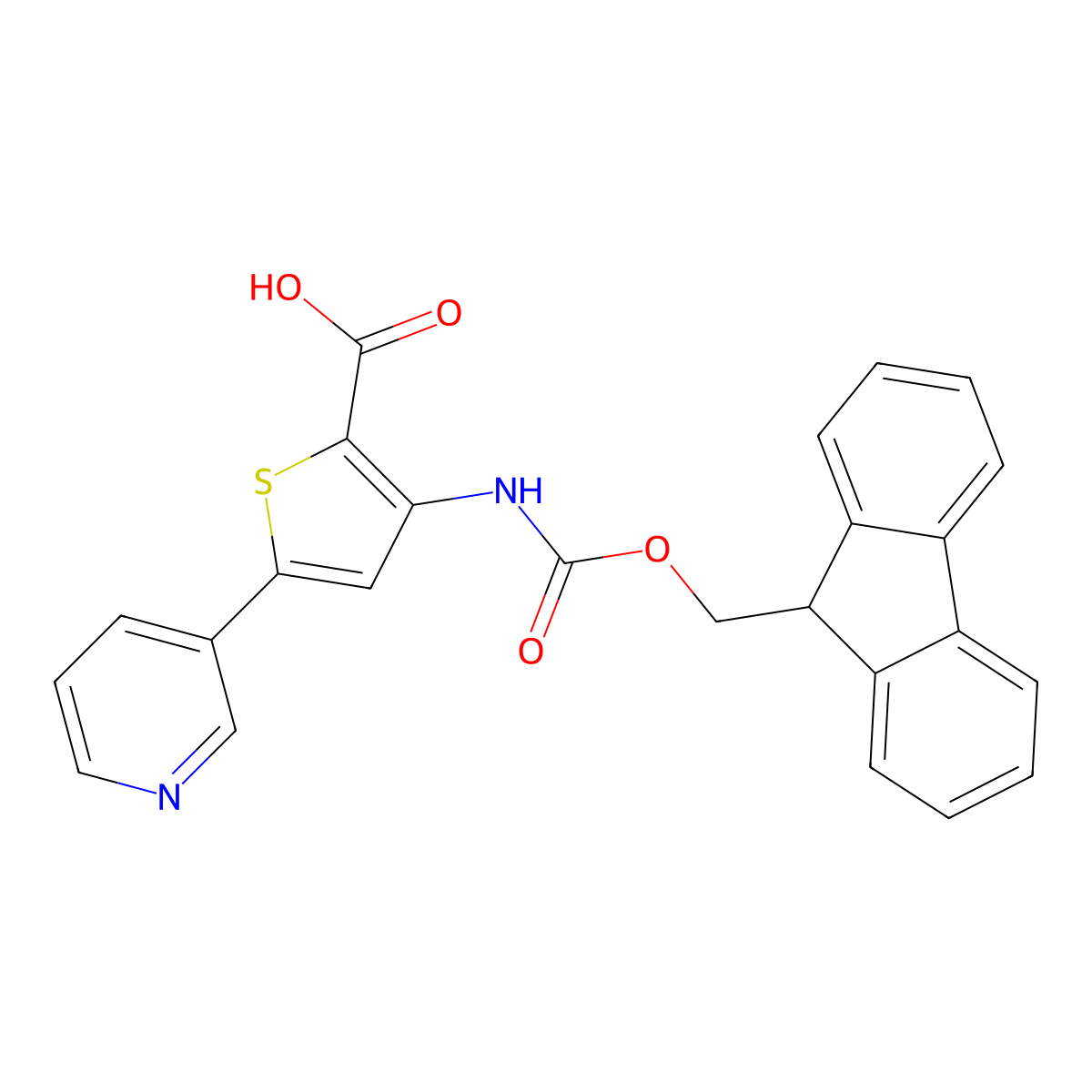 3-({[(9H-fluoren-9-yl)methoxy]carbonyl}amino)-5-(pyridin-3-yl)thiophene-2-carboxylic acid molecular structure, CAS 2386754-52-3