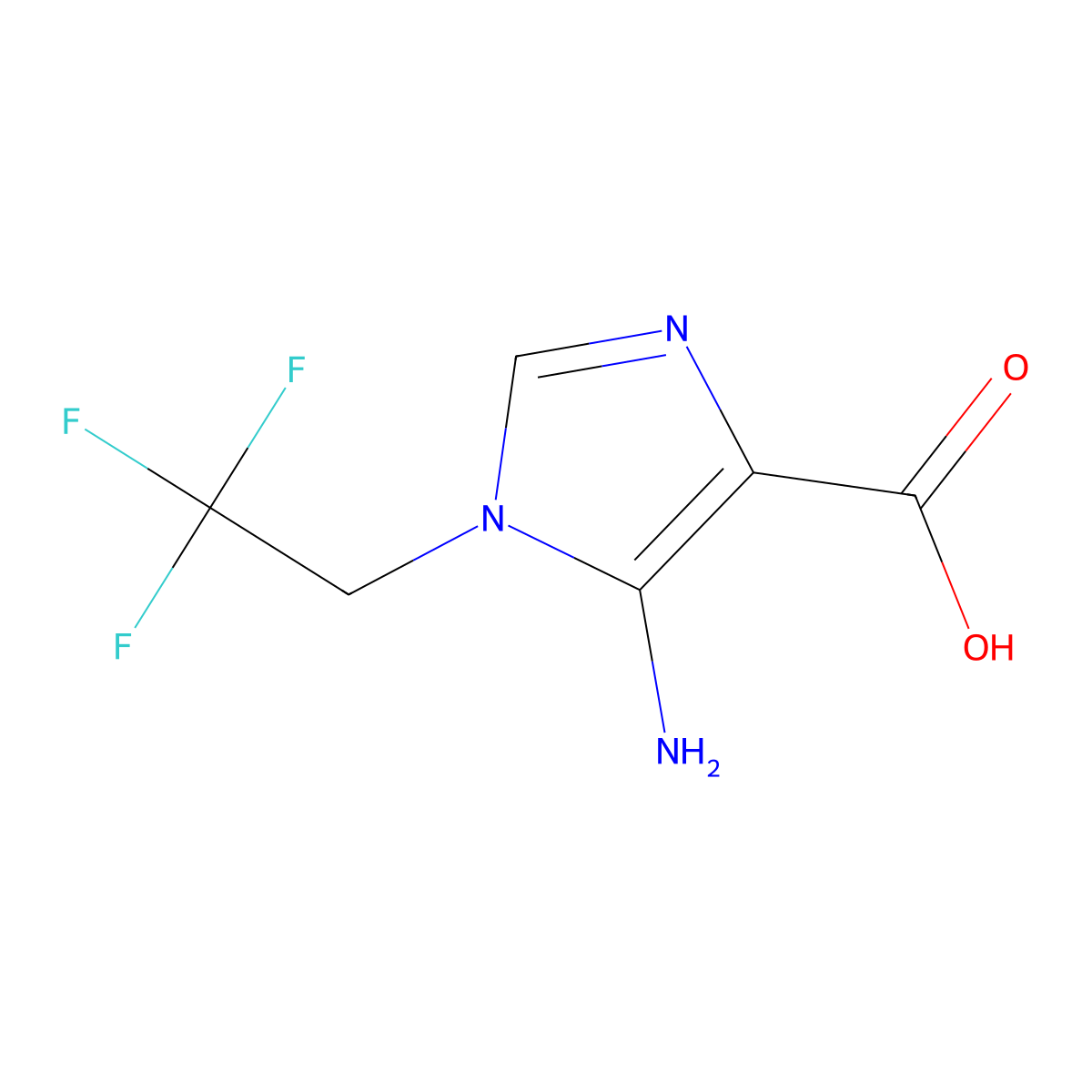 5-amino-1-(2,2,2-trifluoroethyl)-1H-imidazole-4-carboxylic acid molecular structure, CAS 2386754-92-1