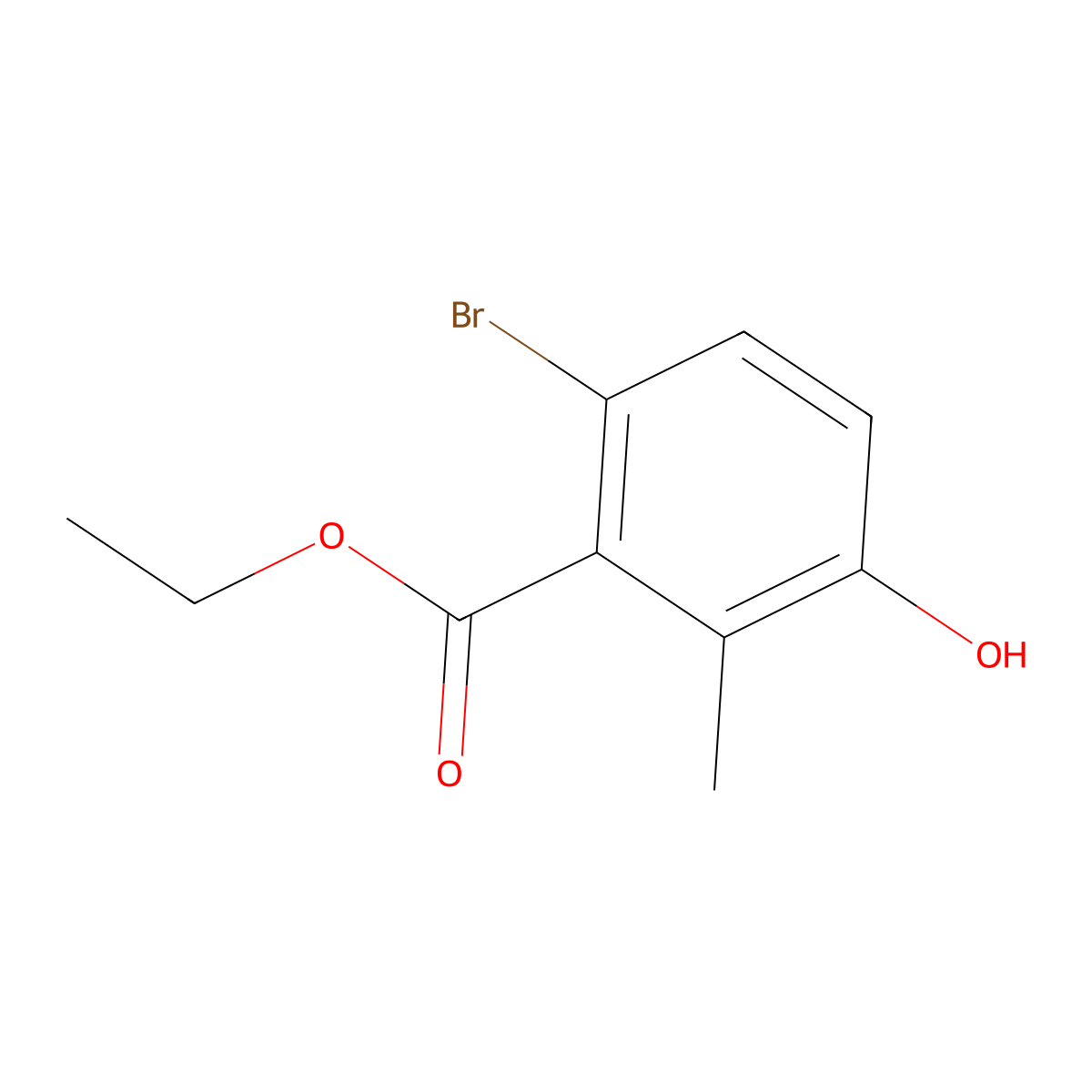 Ethyl 6-bromo-3-hydroxy-2-methylbenzoate molecular structure, CAS 2386757-24-8